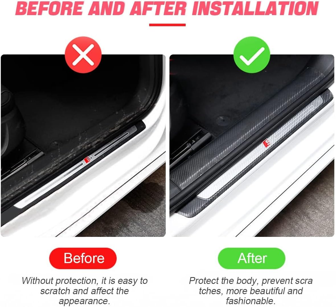 Car Door Edge Guards, Clear Invisible Carbon Fiber Auto Door Sill Protector, Anti-Collision Transparent Adhesive Strip Film, DIY Vehicle Door Trim Tape Accessories for Most Cars (5Cm*10M, White) image number 3