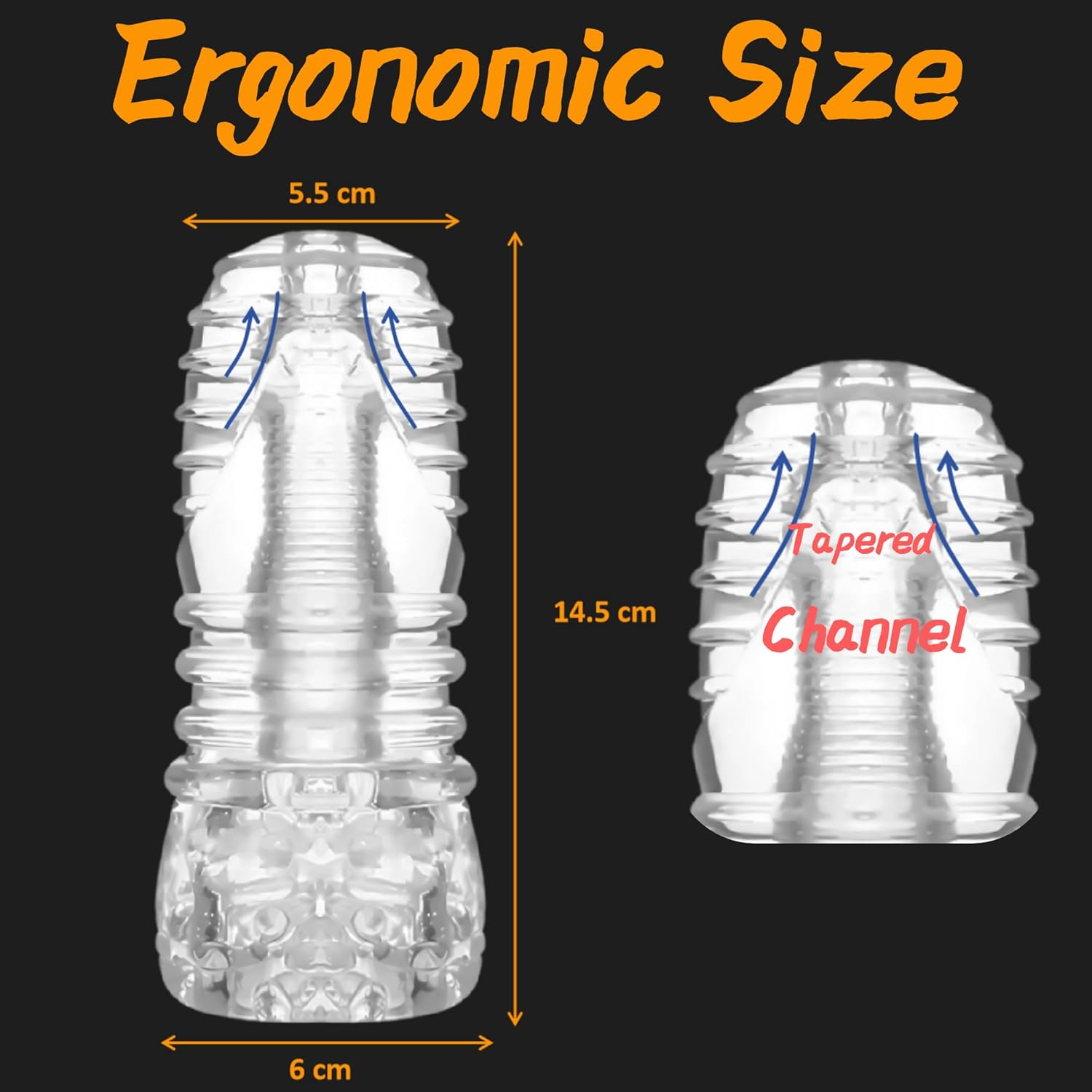 ZERKOR Transparent Male Masturbator &ndash; Manual, TPE, Dual-Ended, Soft, Realistic Textured Pussy Ass Masturbating Stroker, Masturbation Cup Sex Toy for Straight Gay Men, Blowjob and Fuck image number 2