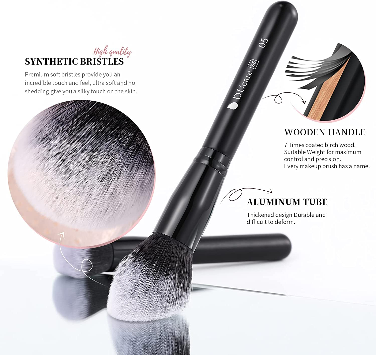 Ducare Makeup Brushes 27Pcs Professional Makeup Brush Set Premium Synthetic Goat Pony Hair Foundation Eye Blending Face Make up Brush Kit image number 3