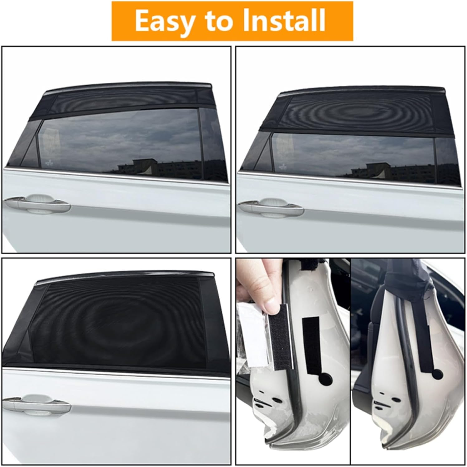 Car Window Shades, 2 Pack Car Side Window Sun Shades, UV Protection Breathable Spandex Baby Window Covers, Universal Fit Most (99%) of Cars, Protect Privacy for Family image number 6