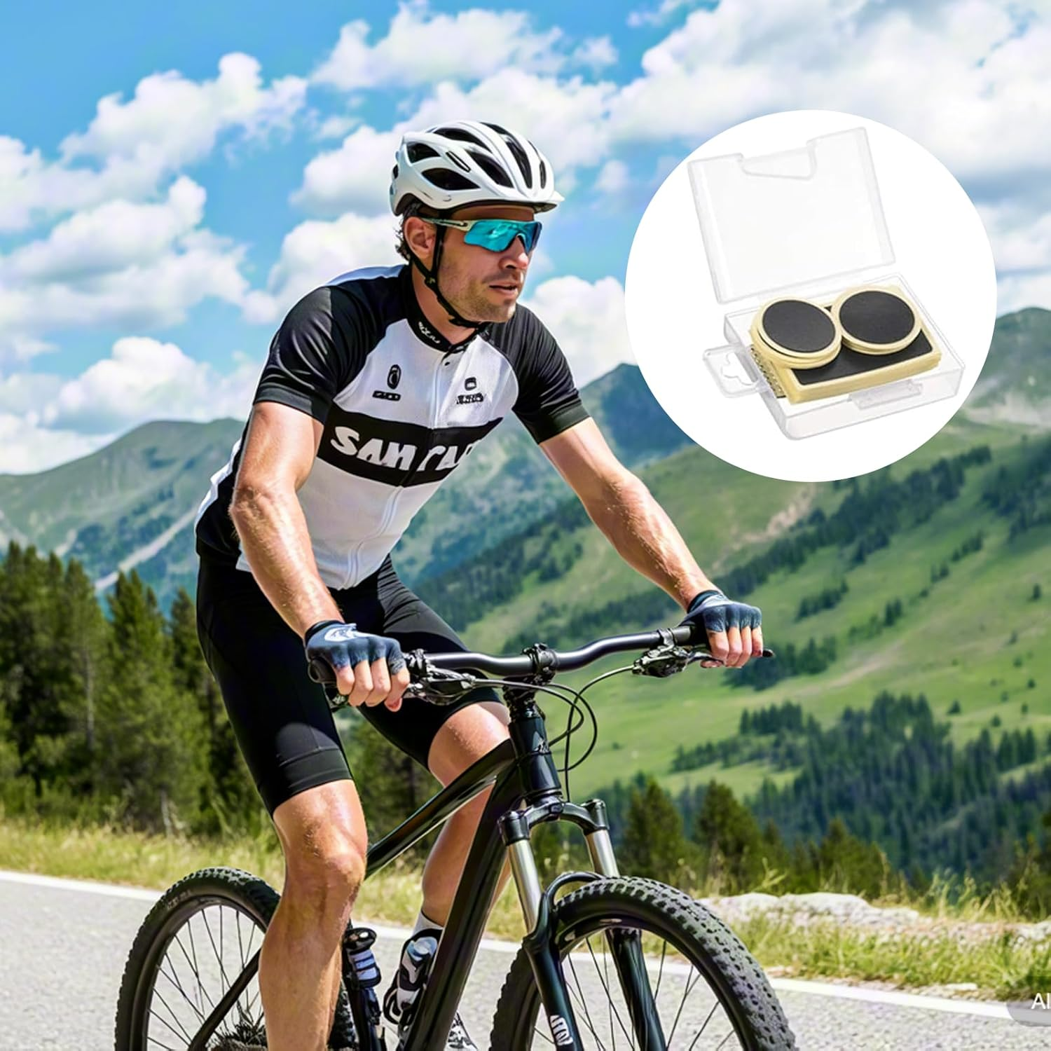 Puncture Repair Kit Bicycle with 24 Self-Adhesive Bike Puncture Repair Patches and 4 Metal Files Portable Tire Tool Repair Kit Puncture Repair Kit Suitable for All Bicycles image number 5