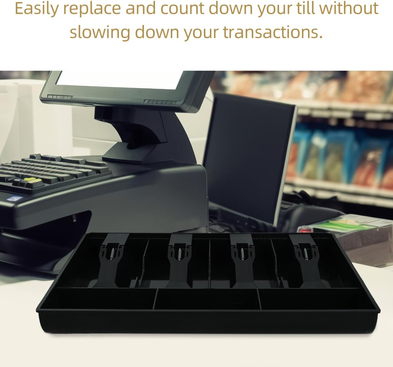 NUOBESTY 4 3 Cash Register Cash Insert Tray Coins Tray Cash Box Drawer image number 5