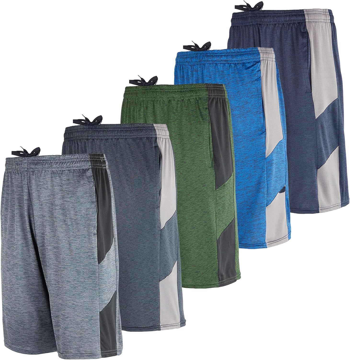 Real Essentials 5 Pack: Men'S Dry-Fit Sweat Resistant Active Athletic Performance Shorts image number 5