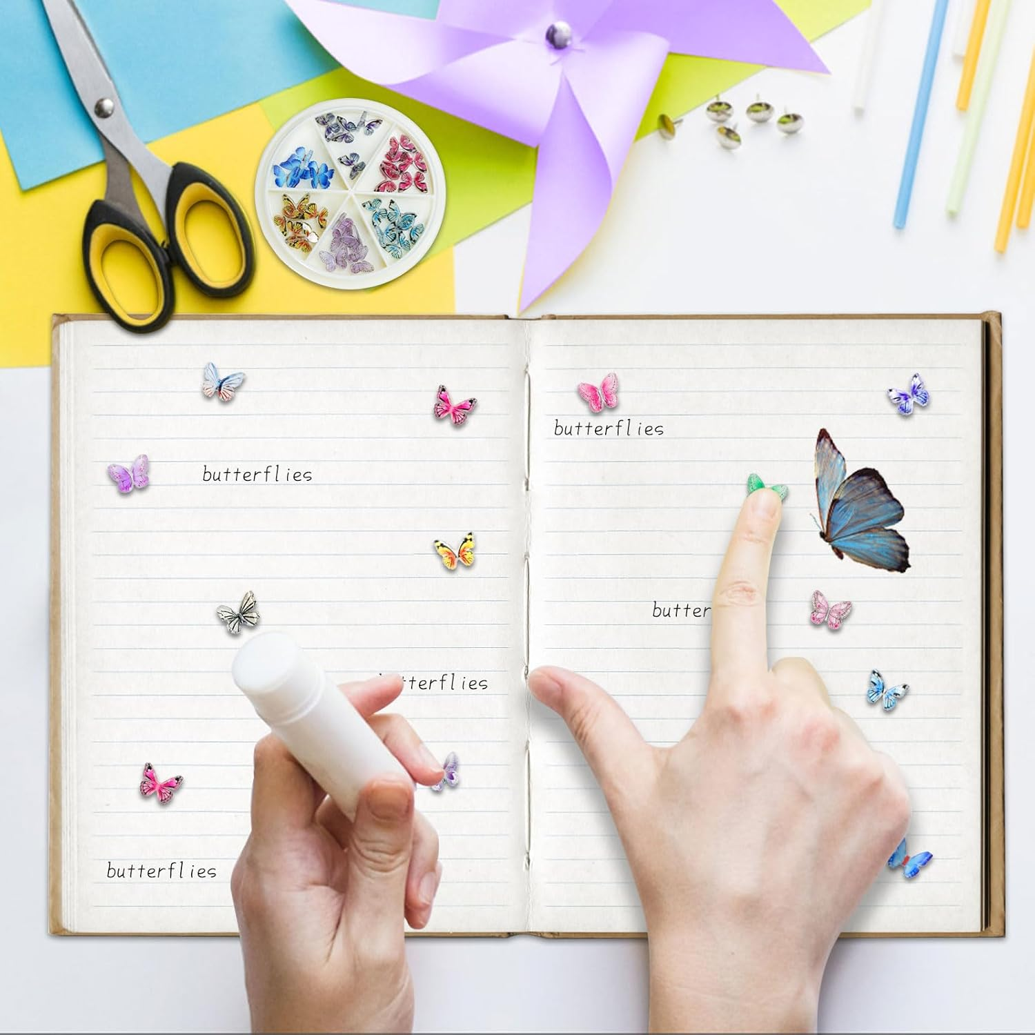 90Pcs Micro Resin Butterflies Miniatures, 3D Butterfly Nail Charms, Nail Decorations and Tiny Butterflies for Nail Art Decoration DIY Crafting Design (90Pcs) image number 5