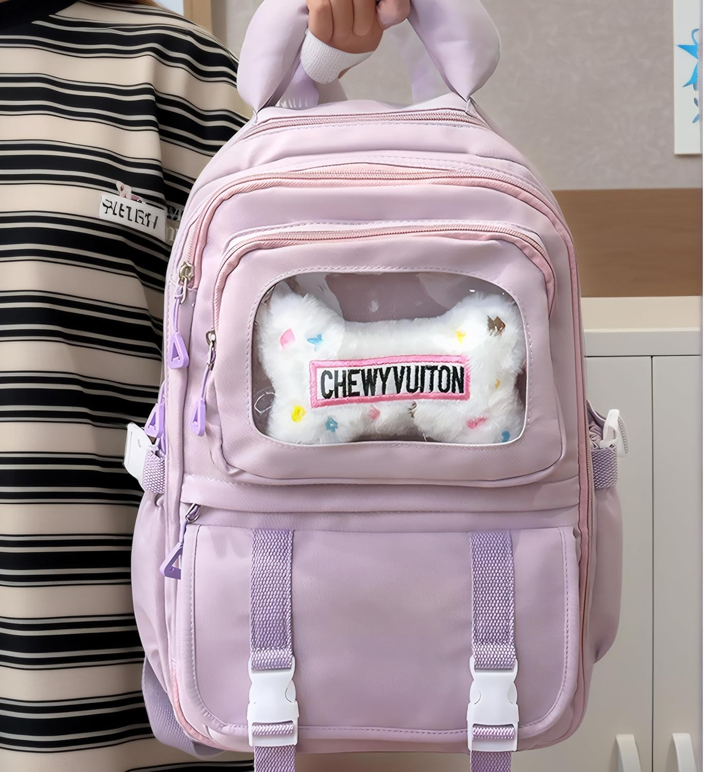 Lifelix Kawaii Backpacks Cute Bookbag for Girls Aesthetic School Schoolbag with Accessories - Purple image number 3