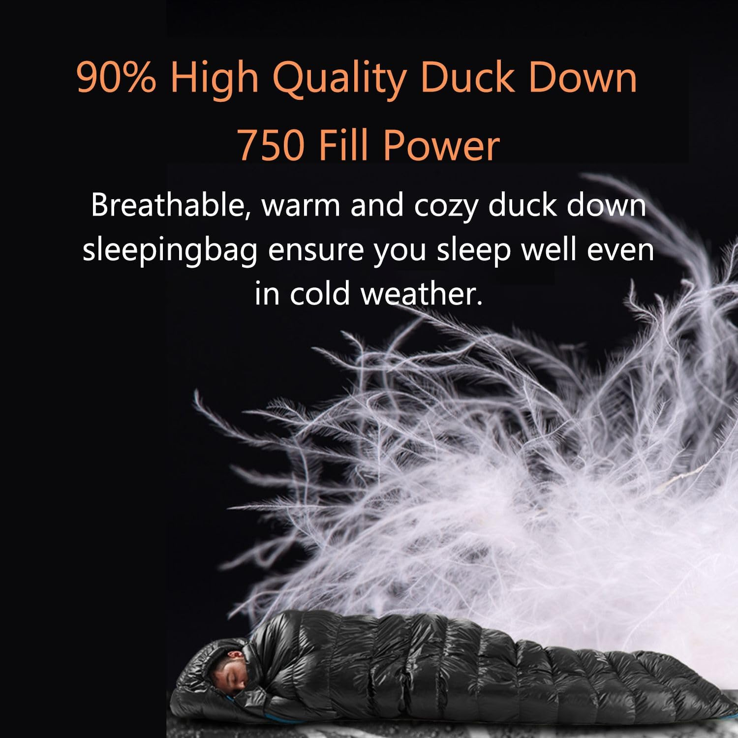 Naturehike Envelope Duck down 4 Season Sleeping Bags, 41℉ Lightweight Waterproof Camping Backpacking Sleeping Bag for Adults, Foot Zipper with Stuff Sack Included image number 7