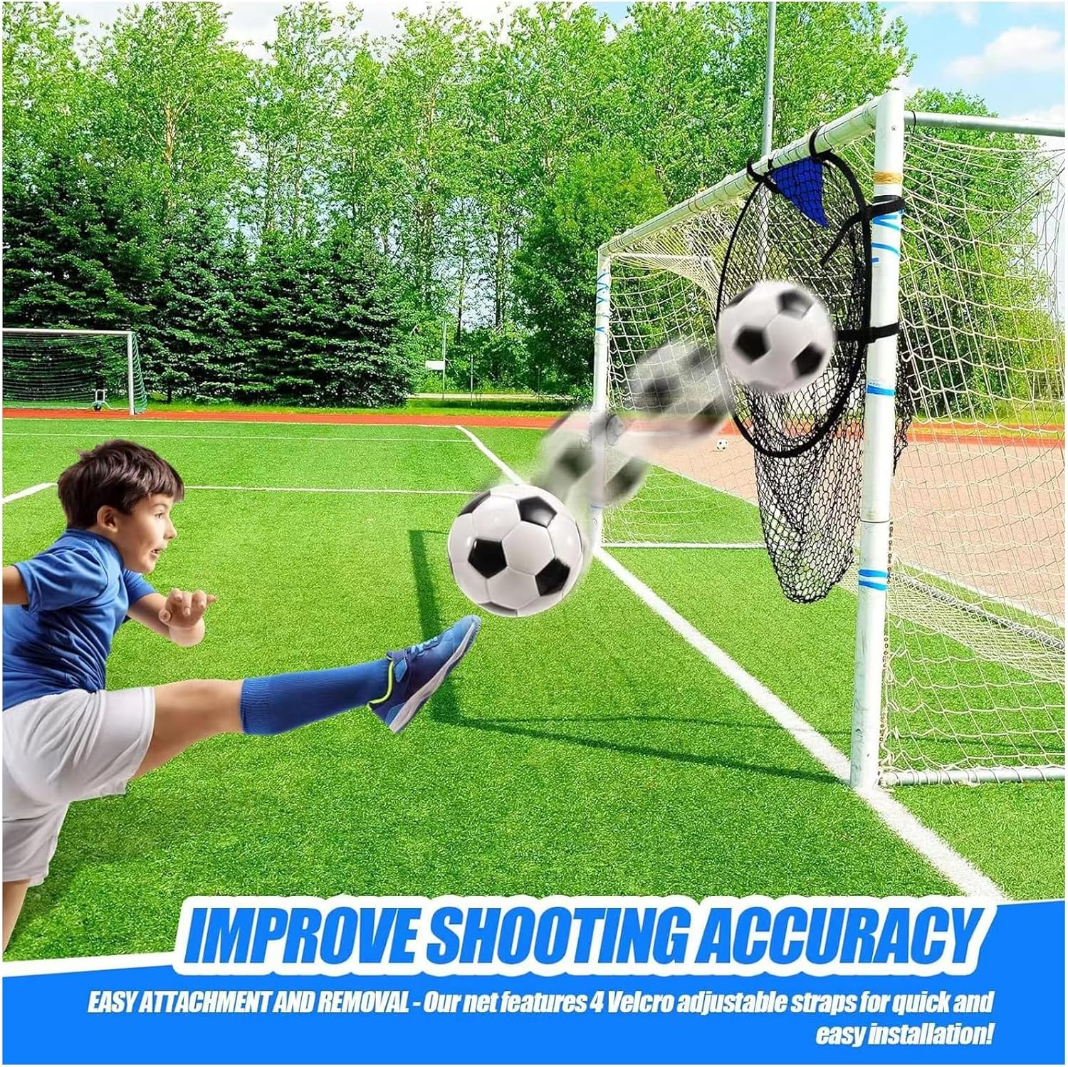 2Pcs Portable Foldable Soccer Target Goal Net Set - Improve Shooting Accuracy - Outdoor Football Training Equipment for Field Throwing Target image number 5