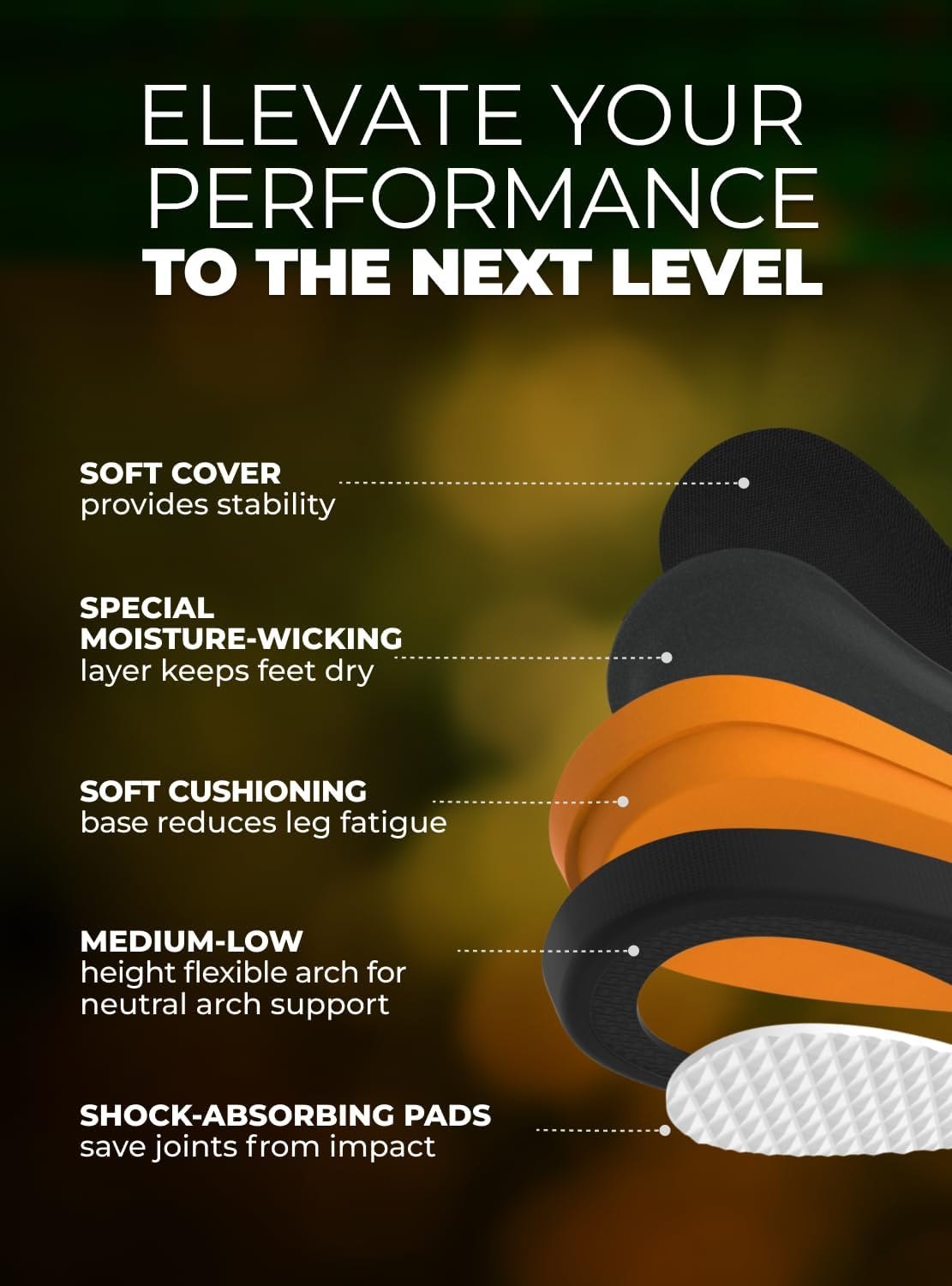 Running Athletic Shoe Insoles Men Women - Sport Insole - Shock Absorption Inserts - Walking Hiking Hockey Tennis Basketball - Orthotic Comfort Cushions Inserts Sneakers image number 3