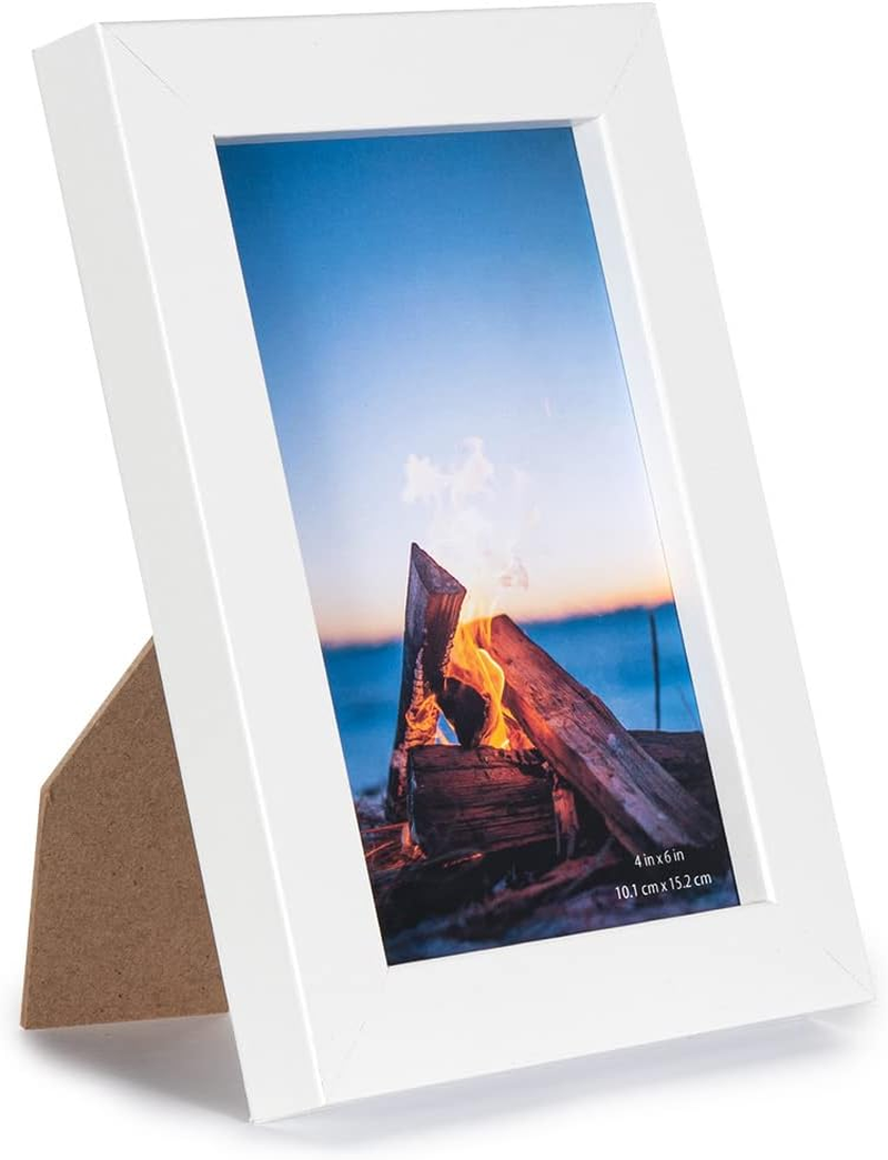 White Wooden 6X4 Inch Picture Photo Frame, Set of 4,15X10 Inch Photo Framefreestanding and Wall Mountable image number 1
