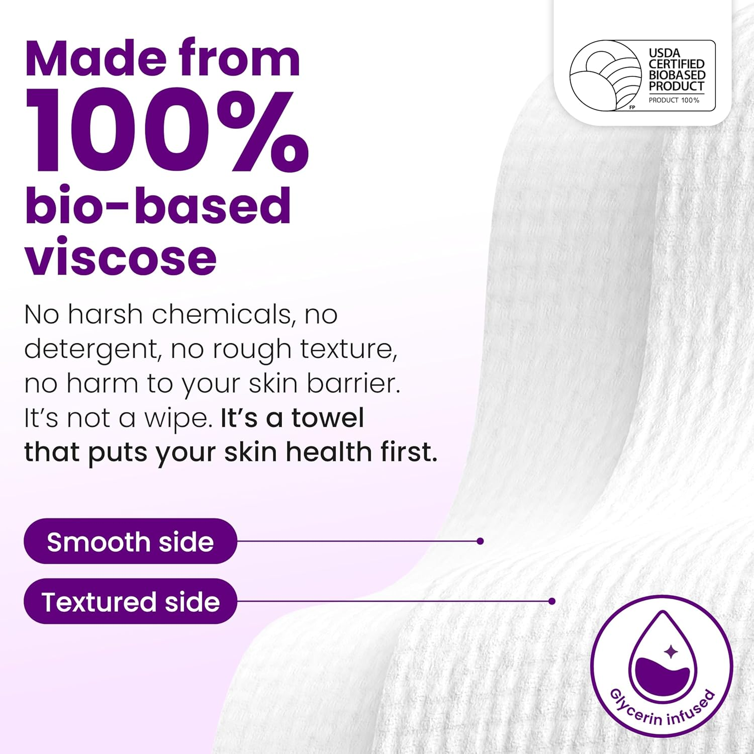 Clean Skin Club Healthy Aging Clean Towels&reg; XL, Smooths Fine Lines Wrinkles & Texture in 6 Weeks, Treated for Extra Softness, Disposable Face Towels, anti Aging Makeup Remover Dry Wipe, 50 Count image number 5