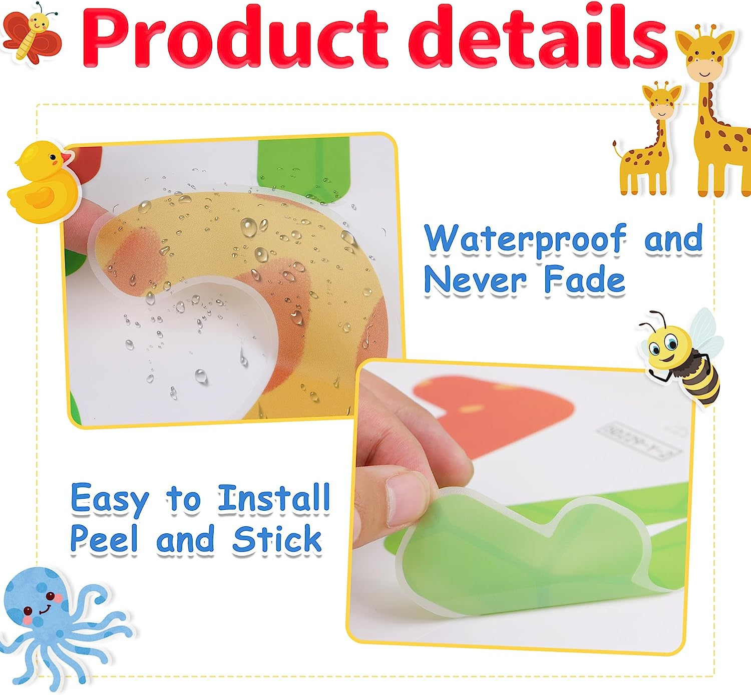 Large Number Wall Decals Stickers Educational Learning Wall Sticker Animal Arabic Numbers 1-10 Vinyl Counting Decals Peel and Stick Removable for Children Kids Toddlers Classroom Playroom Daycare image number 6