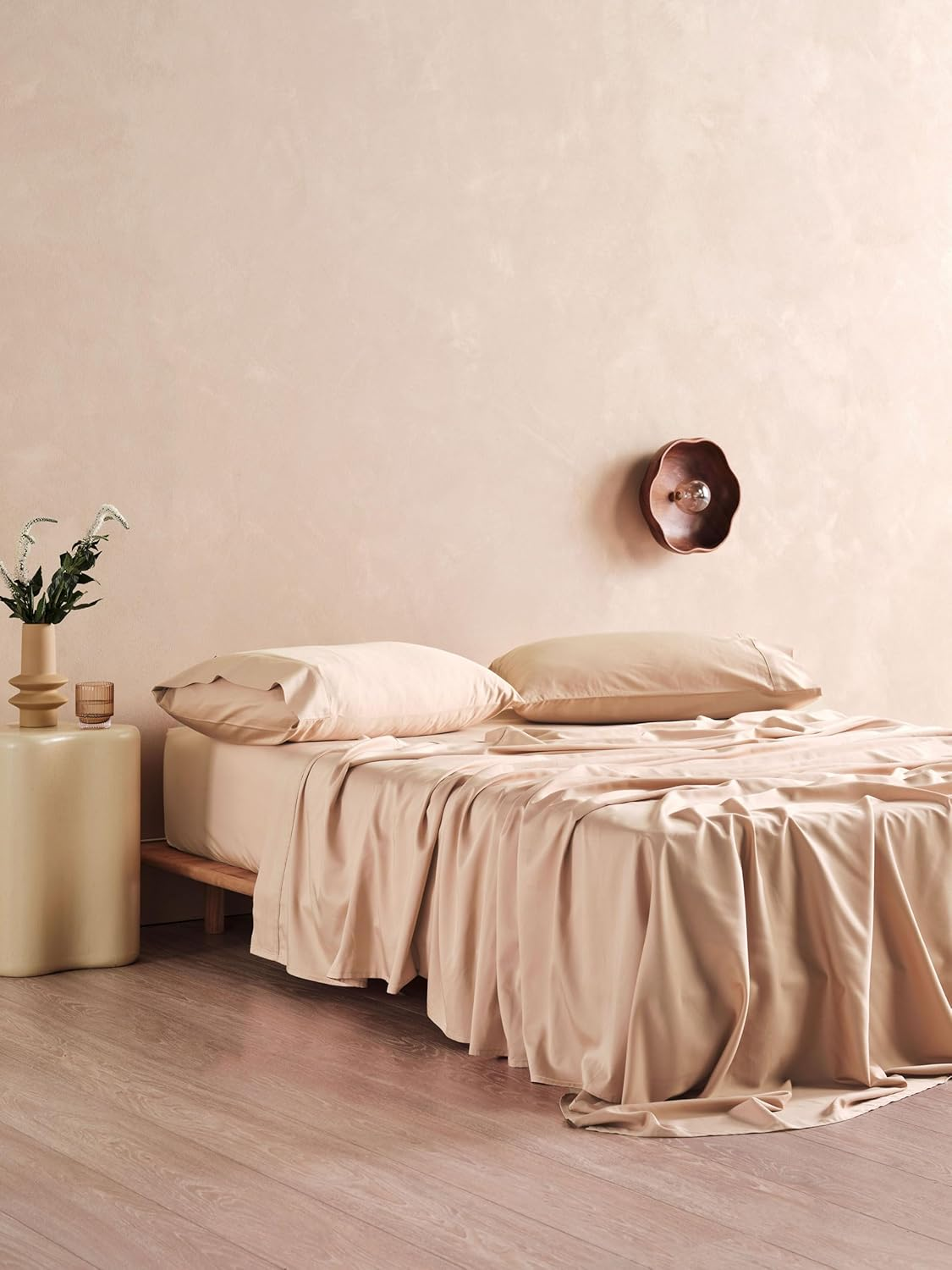 Linen House Haven Flat Bed Sheet Set, White, King Bed Size - Clay image number 5