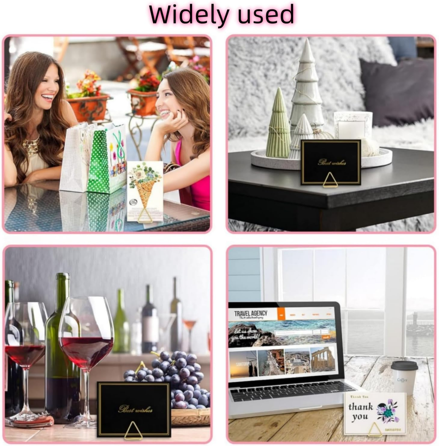 60 Pcs Place Card Holder, Triangle Shape Table Number Holder, Wedding Table Mini Name Card Holder, Seating Labels Placecard Clips Stand, Photo Picture Holder for Wedding Party Shower (Gold) image number 4