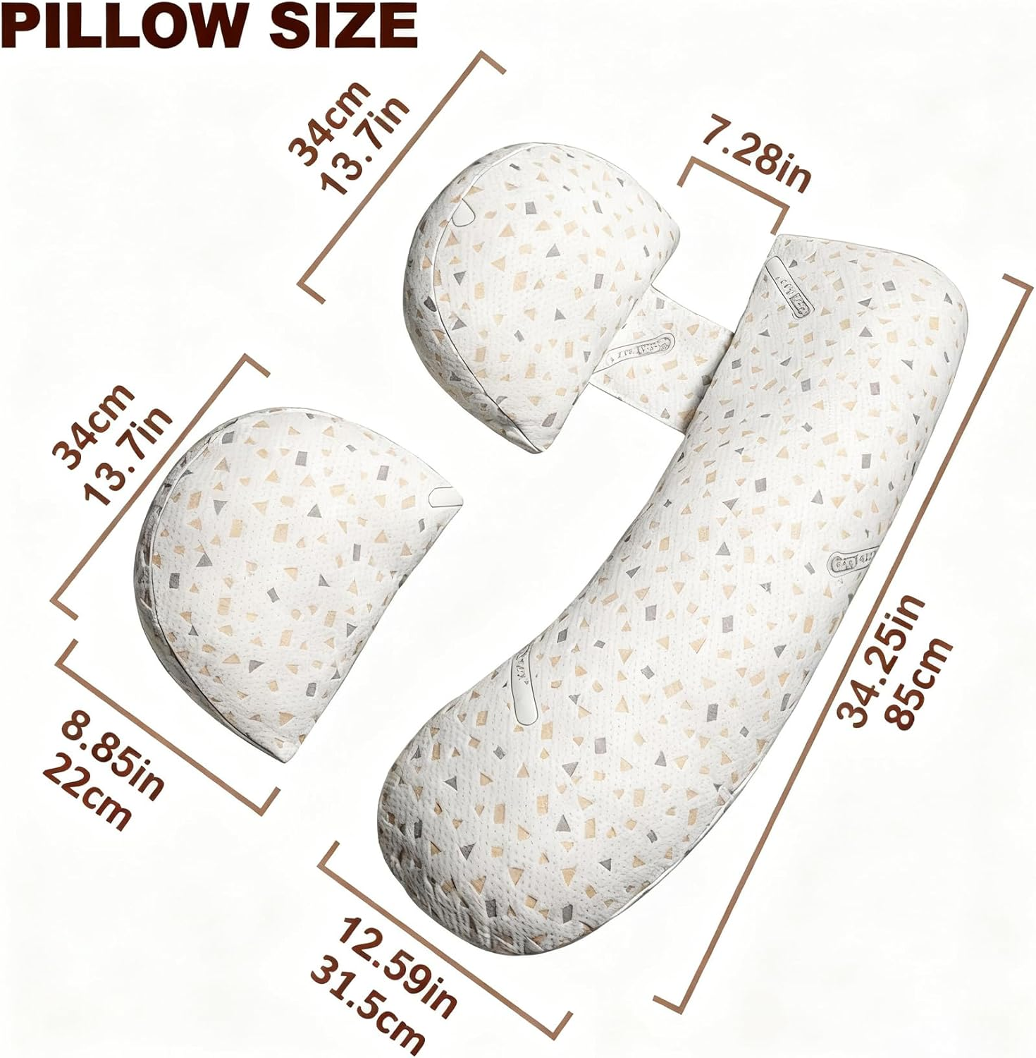 Grey White Comfortable Maternity Pillow for Sleeping, Pregnancy Pillows Pregnant Women, Supports for Side Sleepers Back HIPS Legs Belly image number 5