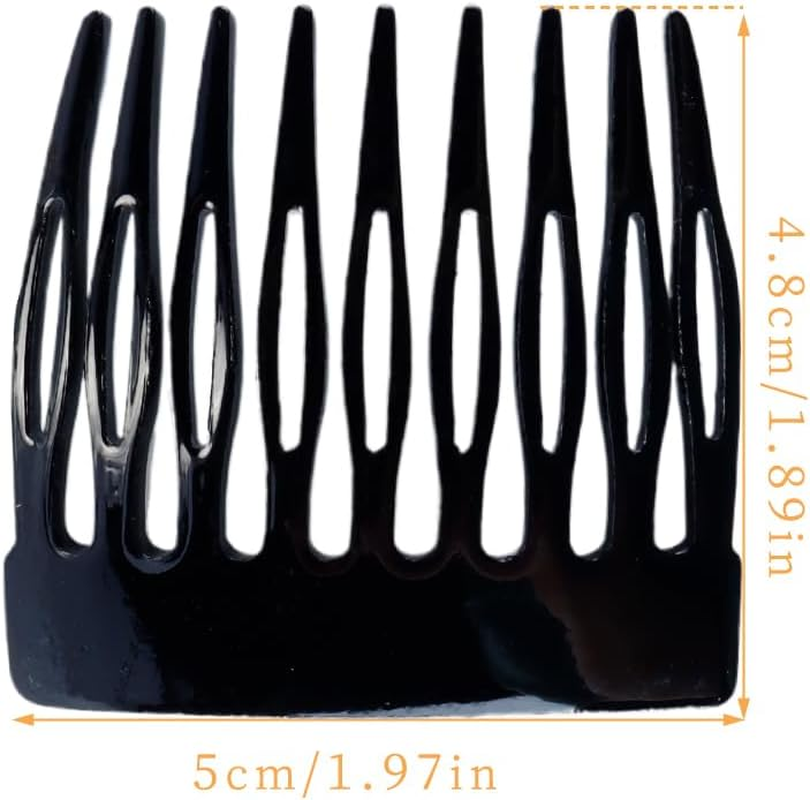 Hoite 4Pcs Black Small French Side Comb Slide Hair Clips Decorative Bun Holders Strong Hair Styling Accessories for Women Acrylic image number 3