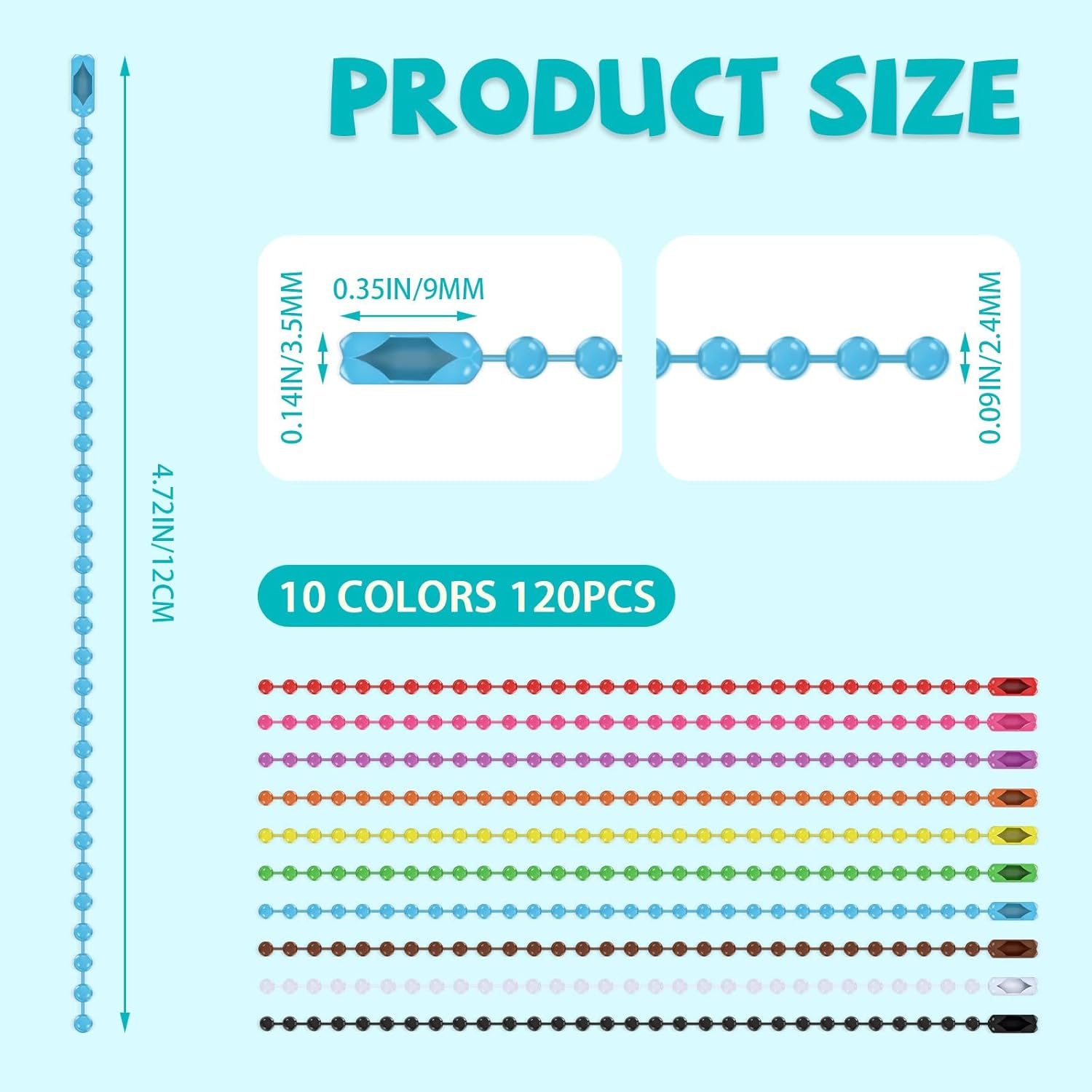 200 PCS Ball Chain Keychain, Metal Ball Chain Necklace,Dog Tag Chain Ball Chain Necklace Bulk Ball Chain Connectors image number 4