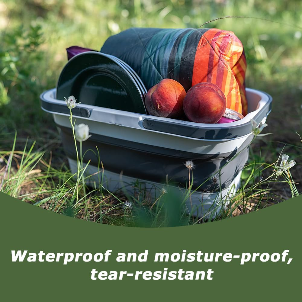 TOMVAES 16L Collapsible Picnic Basket with Handles & Lid - Picnic Basket with Table Foldable, Lightweight, Water-Proof & Leak-Proof for Picnics, Camping, Travelling and Road Trips (White) - White image number 3