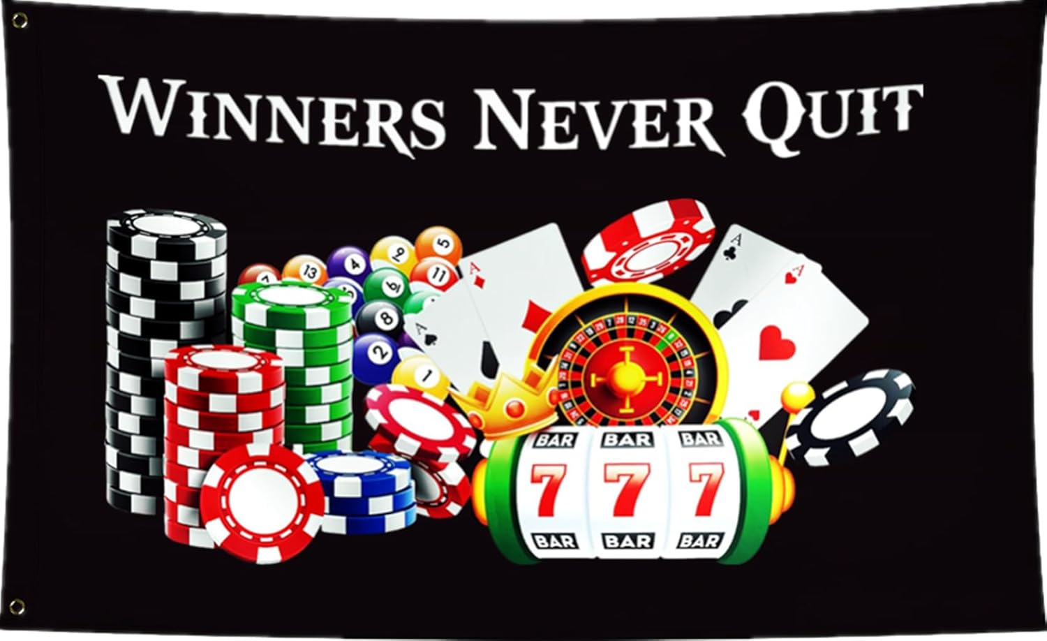 Winners Never Quit Funny Flags 3X5Ft,Premium Quality,Vibrant Colors,Flag with 2 Brass Grommets for Indoor Outdoor. (Blk3X5)