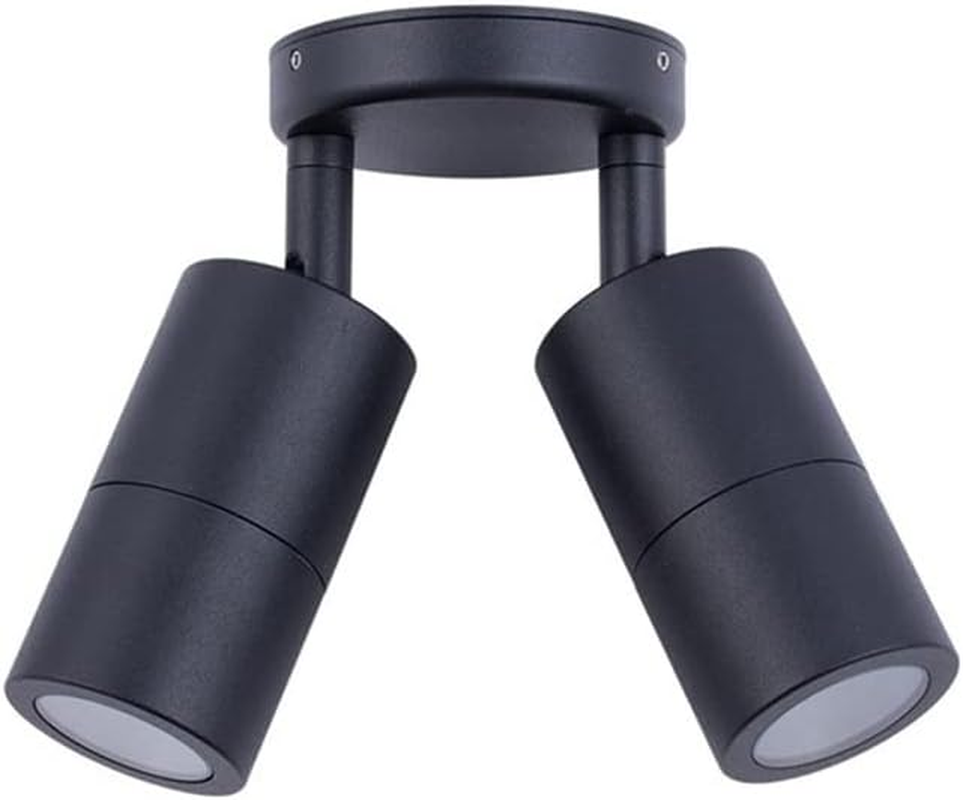 Crown Double Adjustable Outdoor Wall Pillar Lights - 240V - IP65 - Aluminium