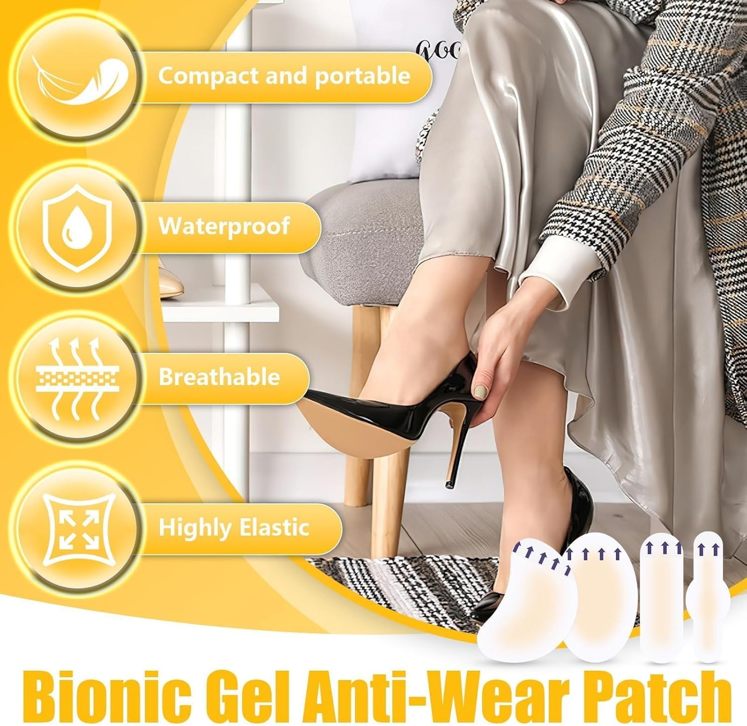 Blister Bandages, 40Pcs Hydrocolloid Waterproof Adhesive Bandages, Invisible Gel Blister Cushionsfor Foot, Toe, and Heel Blister Prevention and Recovery (4 Styles,40Pcs) image number 6