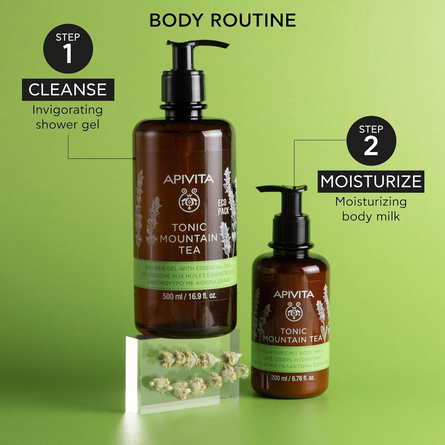 Apivita Tonic Mountain Tea Shower Gel with Essential Oils - Ecopack 500Ml/16.9Oz image number 4