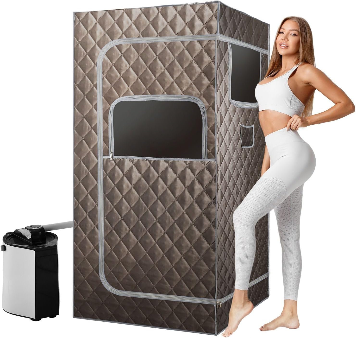 AUSWAY Sauna Box, Portable Sauna for Home, Steam Sauna Accessories Sauna Tent, Personal Sauna Steamer with 3L Steamer Heater 9 Levels image number 3