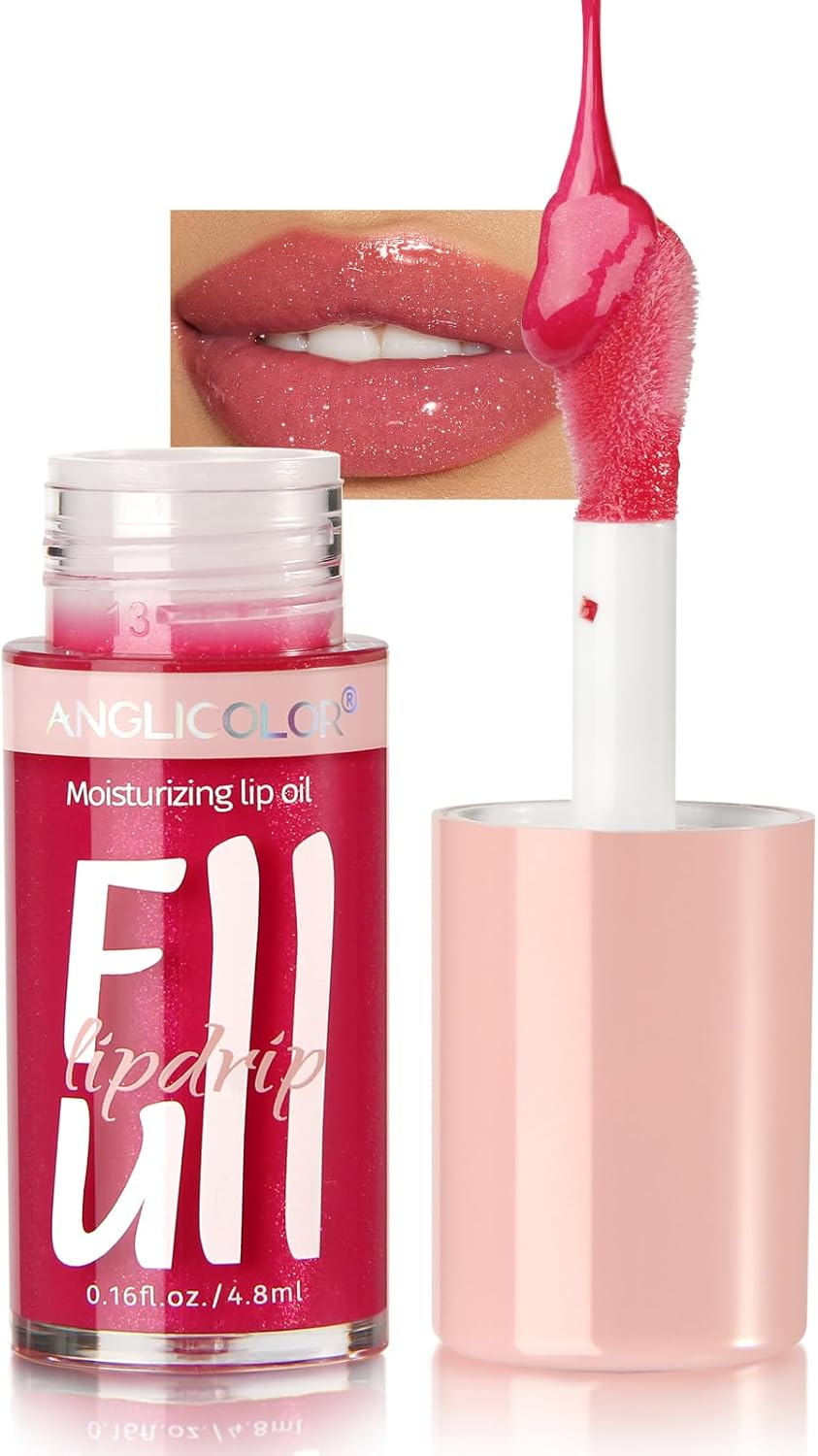 Anglicolor Lip Oil,Hydrating Tinted Clear for Dry Lips,Plump Moisturizing & Nourishing Lip Glow Oil,Vegan & Cruelty-Free (#03)