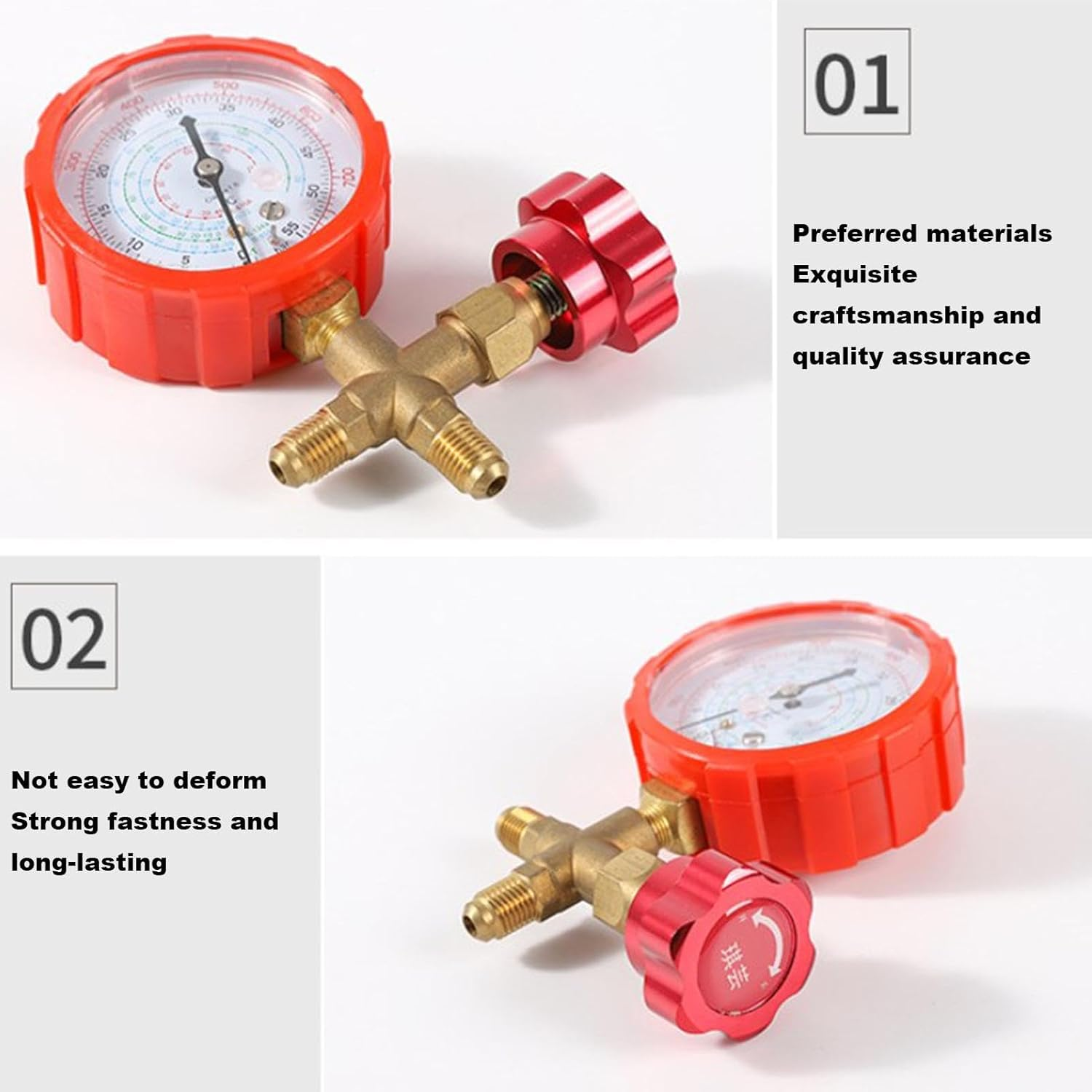 AC Manifold Gauge - Air Conditioning Gauges - Automotive Accessories, Precise Refrigeration Gauges, A/C System Maintenance R134A R22 R410A R404A