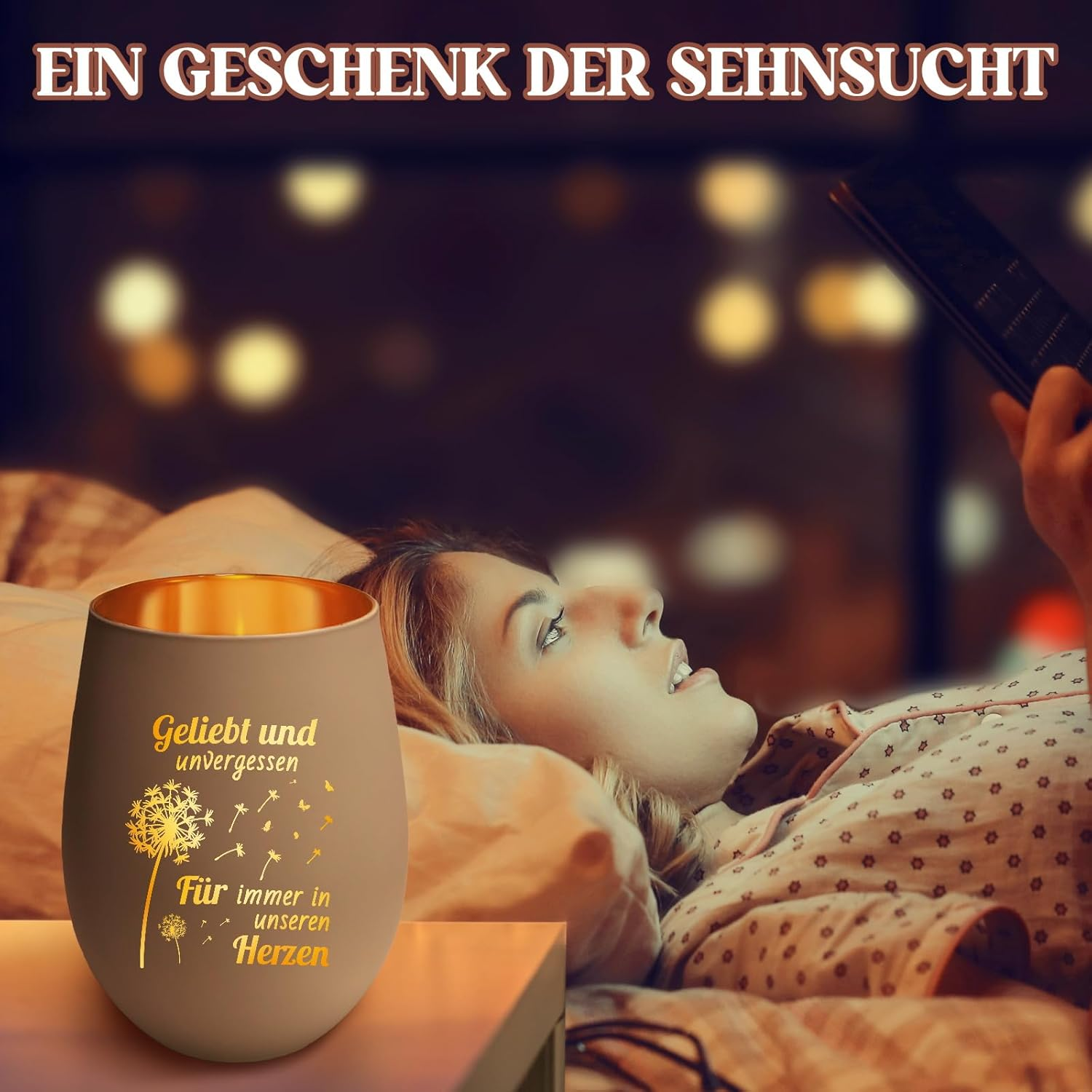 Mourning Gift Mourning Light Lantern with Engraving for Always in Our Heart, Funeral Candle, Grave Decoration, Mourning Gifts, Mourning Light, Funeral Gifts for the Survivors, Consolation Gifts image number 2