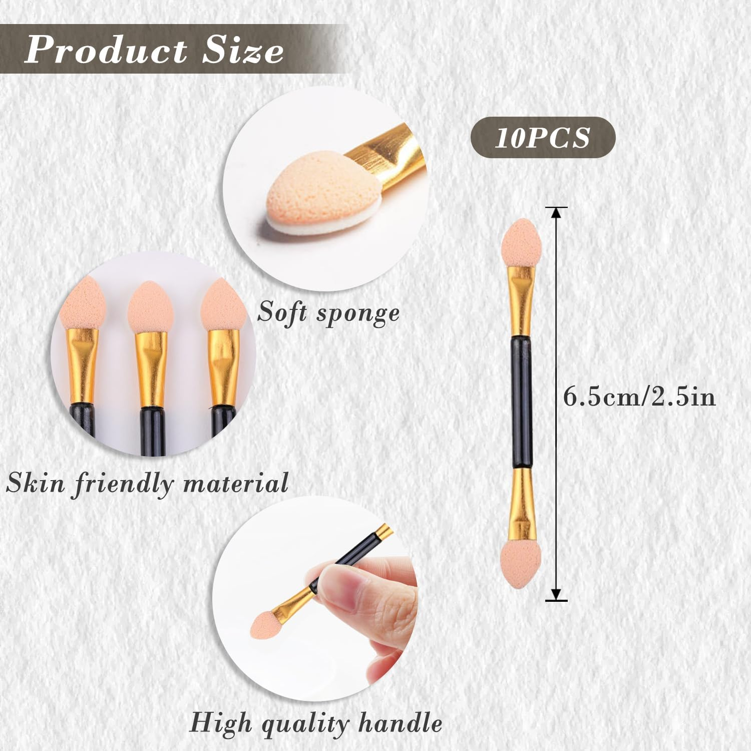 EKIND 10PCS Double Ended Eyeshadow Applicator Sponge Tip Eye Makeup Brushes for Women Reusable Cosmetic Beauty Tool for Beginners Travel Daily Use