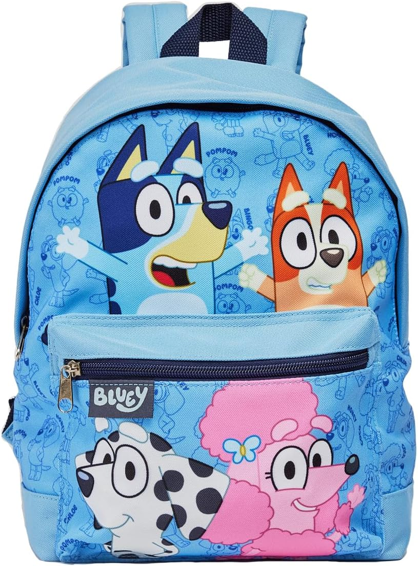 Bluey Backpack Kids School Bag Childrens Boys & Girls Nursery Rucksack, Bingo, Coco & Chloe Print, Blue image number 5