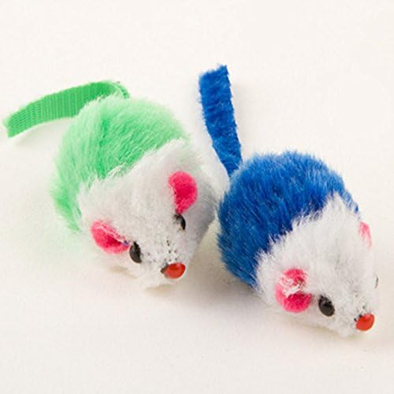 Play Fur Mice Cat Toys ? Mixed Bag of 10 Play Mice with Rattling Sounds ? 4 Color Variety Pack of Catnip Toy image number 4