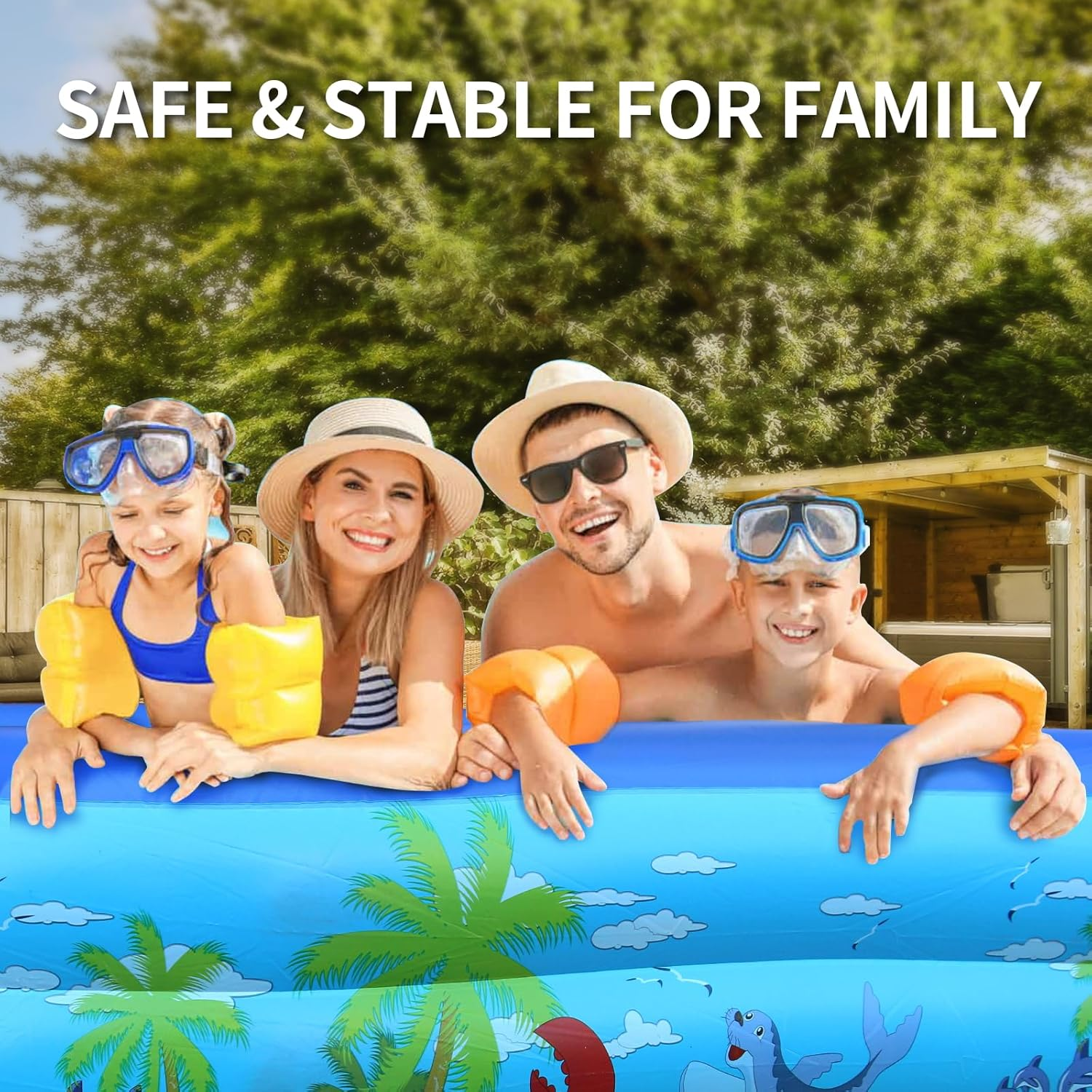 Baiao Inflatable Swimming Pool, Inflatable Swimming Pool for Adults, 78.7" Thickened Family Swimming Pool for Family Day, Outdoor, Garden, Backyard, Summer Water Party(200Cm) image number 1