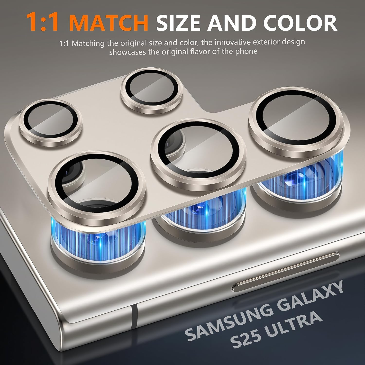 Diruite Camera Lens Protector for Samsung Galaxy S25 Ultra Camera Protector HD anti Scratch Tempered Glass&Aluminum Frame Lens Cover,Integrated Grey image number 5