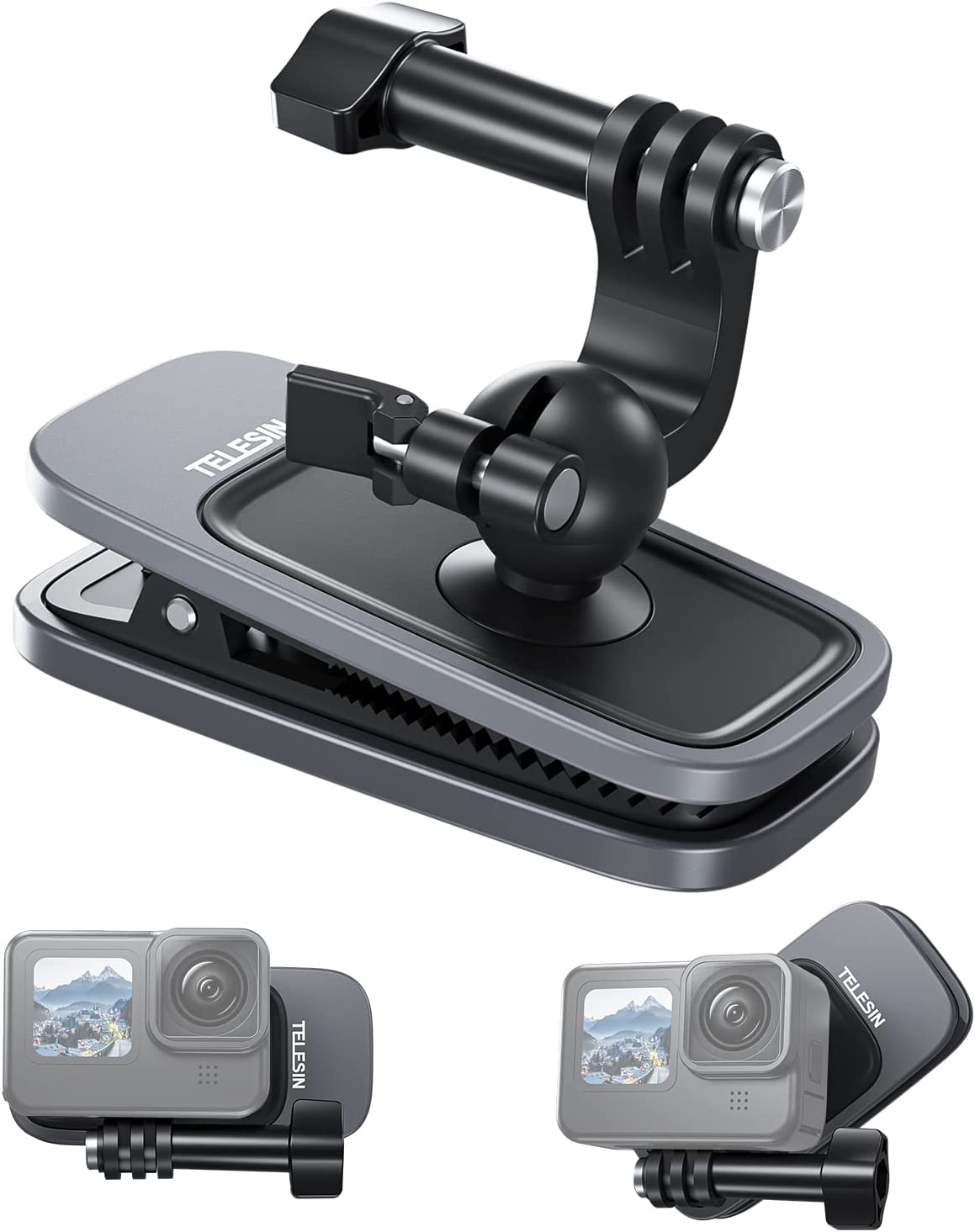 TELESIN Upgraded 360&deg; Rotation Magnetic Swivel Clip Mount, Bag Backpack Shoulder Body Strap Attachment for Go Pro Max Hero 13 12 11 10 9 8 7, Insta360 X3 One X2 DJI Osmo 360 Action 3 2 image number 5