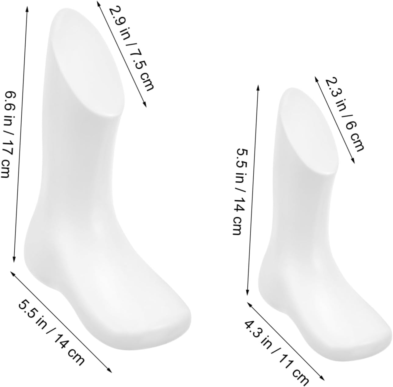 INOOMP 4Pcs Baby Foot Mannequin Plastic Shoe Display Models Small Toddler Foot Mannequin White and Skin Color Reusable Retail Store Shop Supply 11.5Cm and 14Cm image number 2
