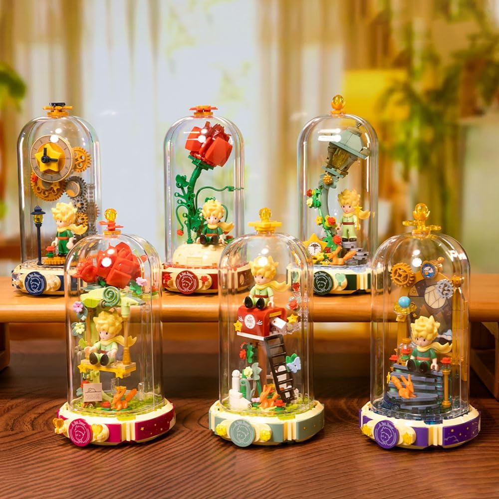 PANTASY Le Petit Prince Rose Mailbox Building Block Set, Creative DIY Flower Display with Rotating Globe Dome, Collectible Model Kit for Adults and Kids, Gift Idea for Le Petit Prince Fans image number 2