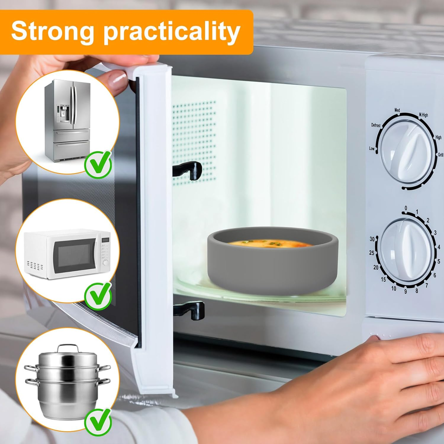 Abizarch 3Pcs Silicone Air Fryer Egg Mold,3 Pcs Reusable Nonstick Egg Bites Pan-Alternative to Microwave Egg Cooker/Sous Vide Egg Bite Maker,Bpa Free,Dishwasher Safe,Air Fryer Accessories(Grey,3Pcs) image number 2