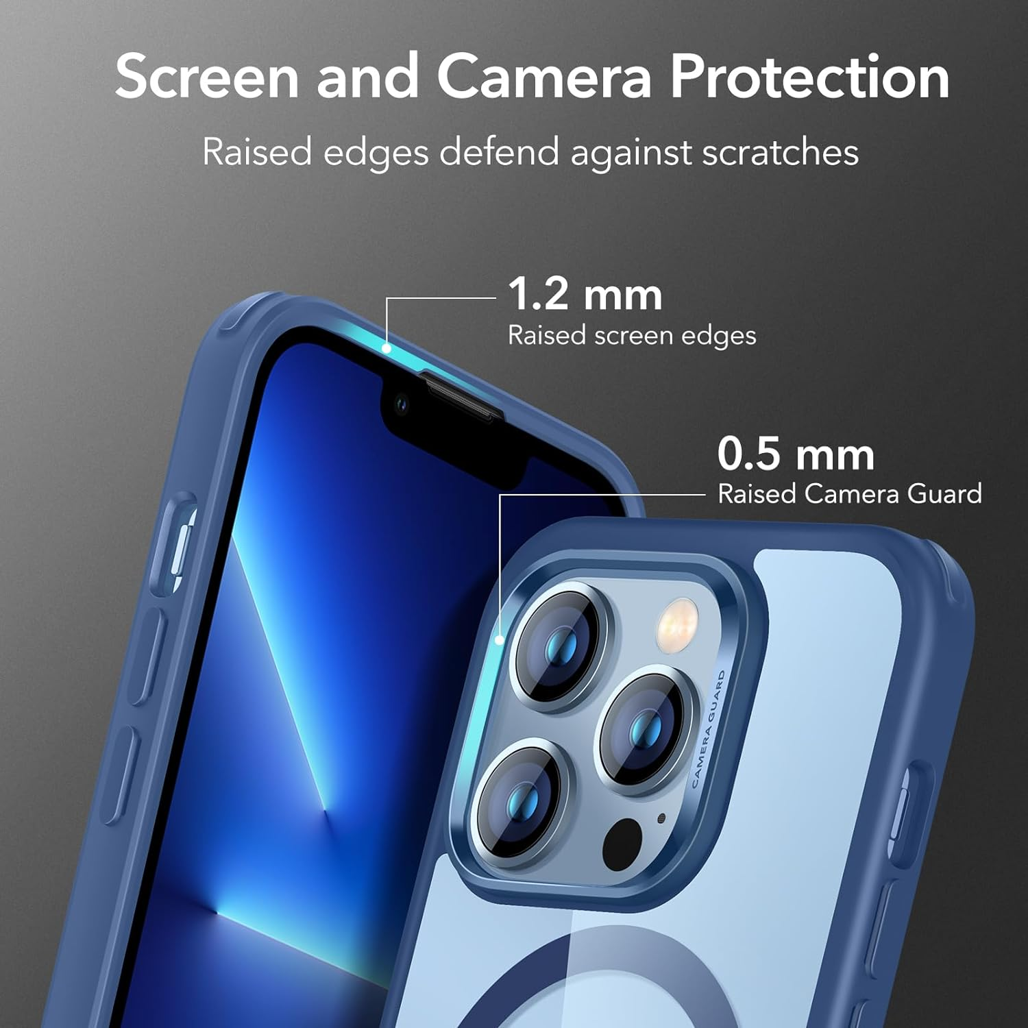 ESR for Iphone 13 Pro Case, Magsafe Phone Case Supports Magnetic Wireless Charging, Reinforced Drop Protection, Scratch-Resistant Back Hybrid Case, Classic Cover for Iphone 13 Pro, Clear Blue image number 2