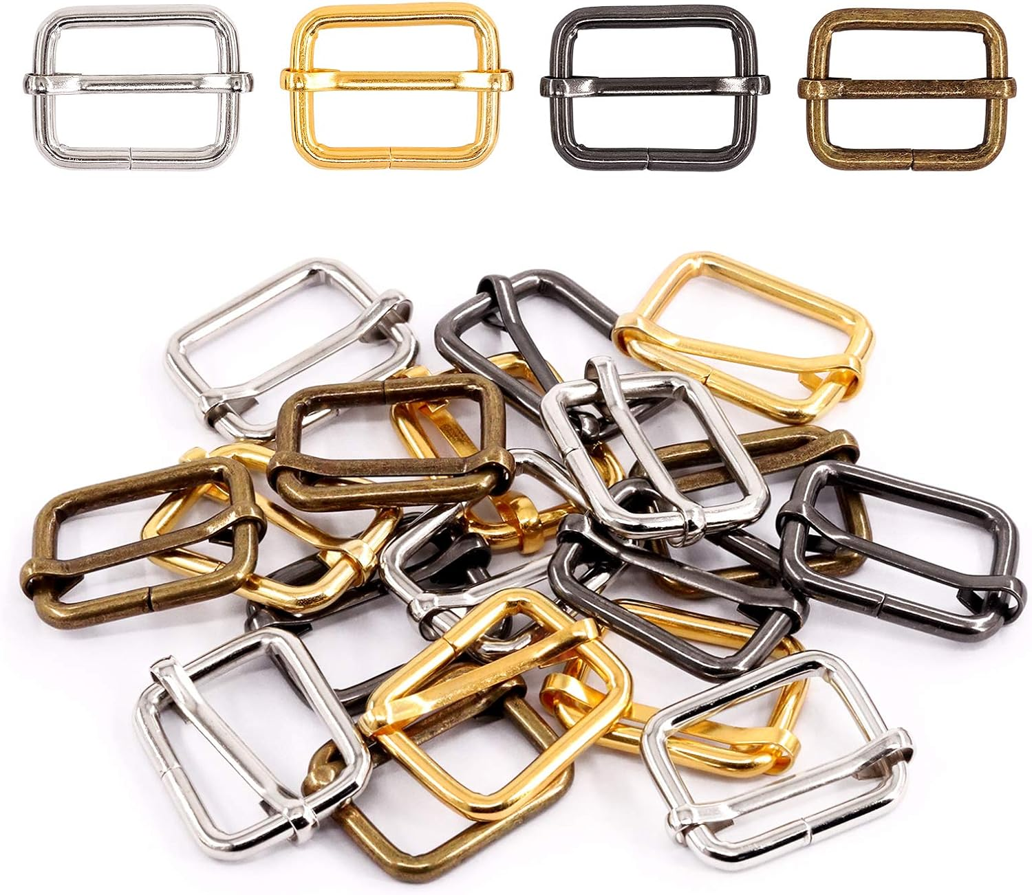 Swpeet 60Pcs Heavy Duty 1 Inch / 25Mm Metal Ring Buckle Webbing Belts image number 4