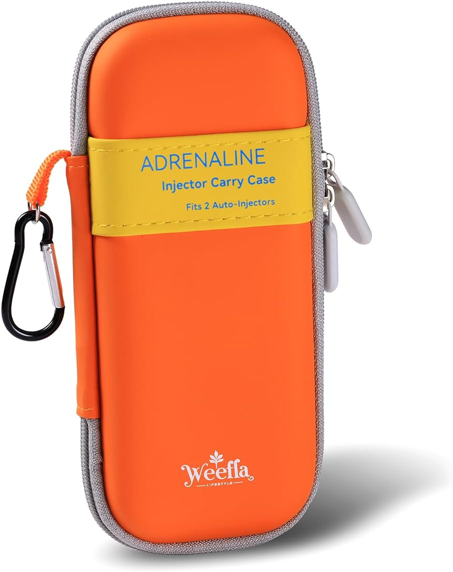 Weefla Empty Hard-Shell Carry Case for Epipen, Ultra Slim Holder for 2 Epi Pen Auto-Injectors, High-Visibility, Splash Resistant, Compact Travel Size for First Responder & Allergy Sufferer (YL)