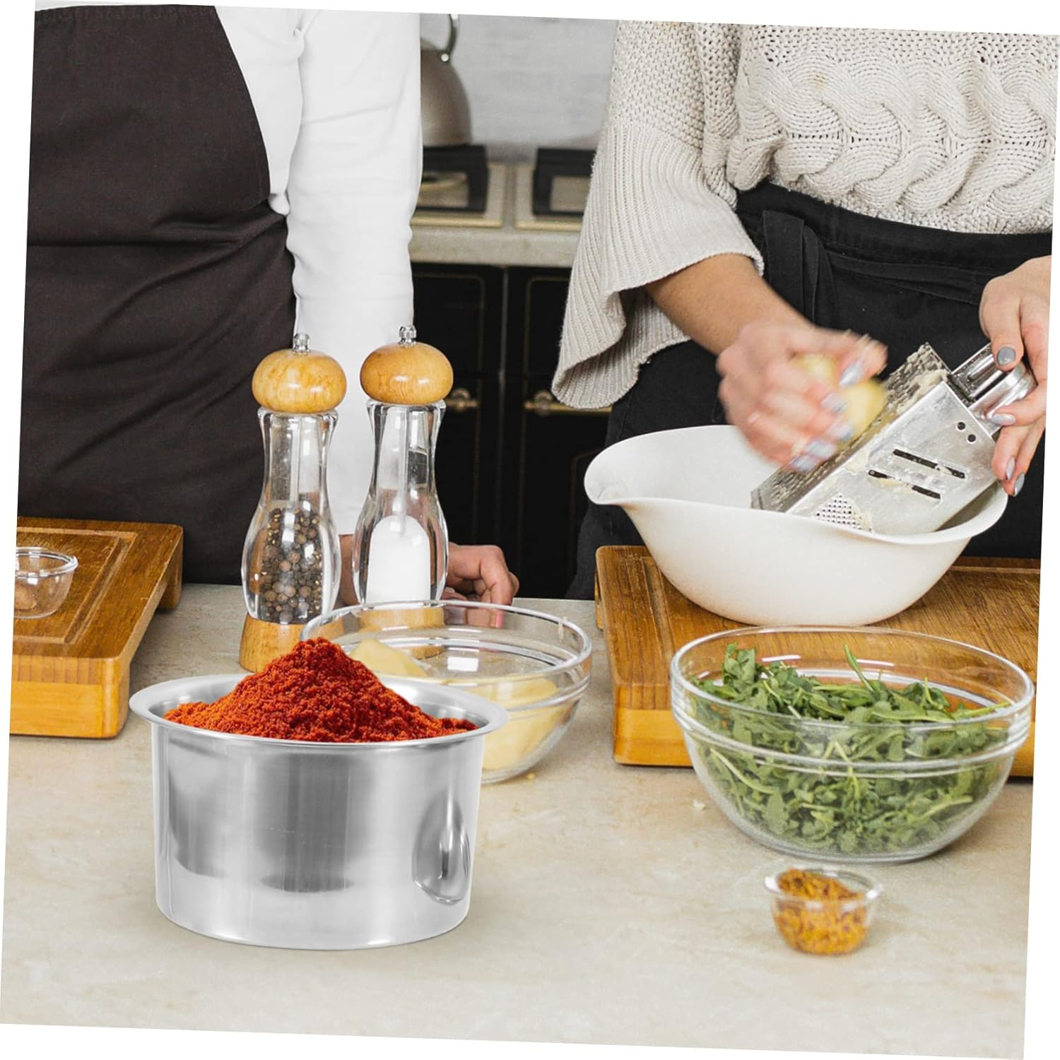 Gogogmee Stainless Steel Seasoning Storage Jars with Lids, 2-Set Metal Condiment Containers for Kitchen, Multi-Functional Spice Holders and Sugar Coffee Bean Canisters for Home Cooking image number 5