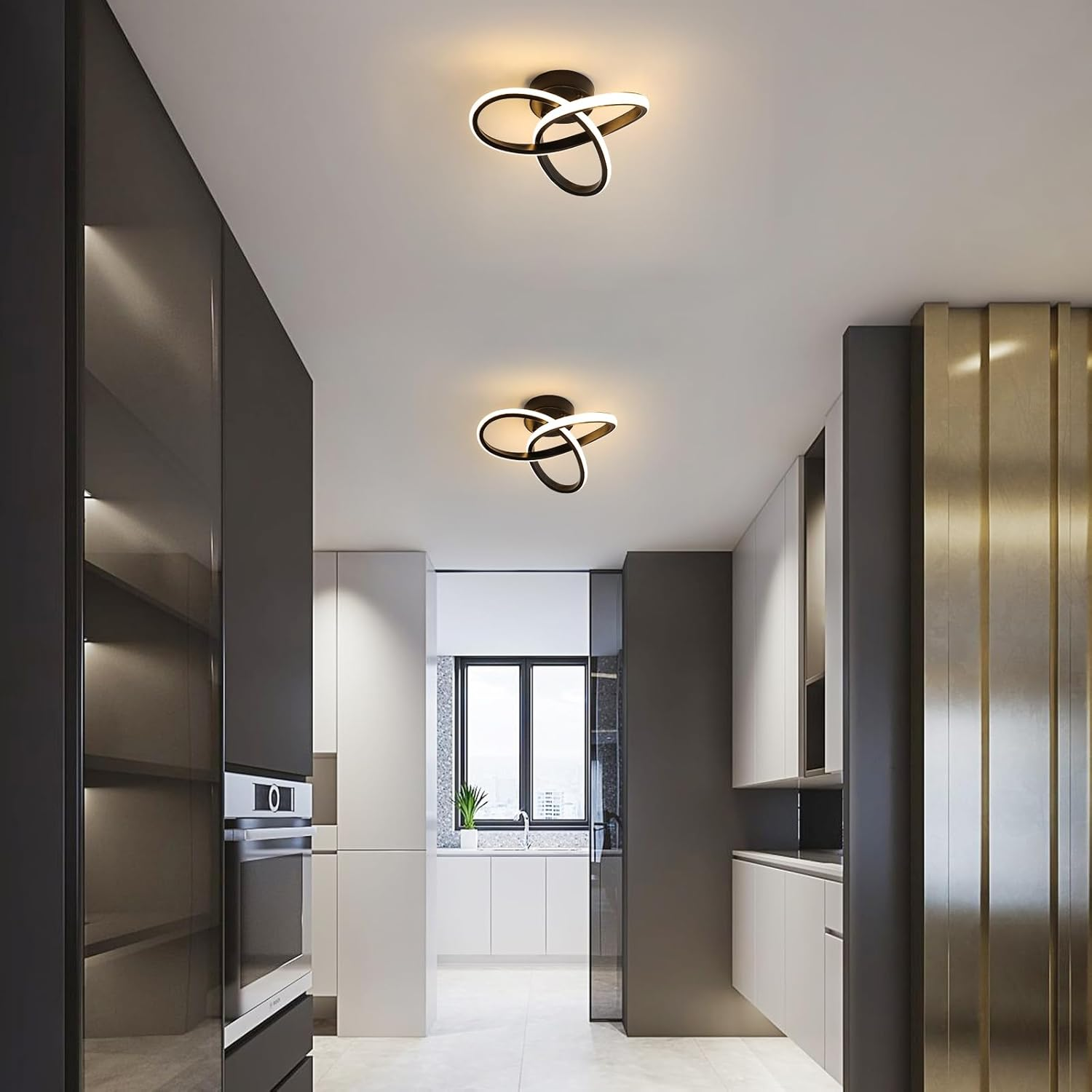 Comely Modern Square LED Ceiling Light 25 X 25 Cm Black Aluminium, 22 W, 1320LM, Warm/Neutral/Cold White Light 3000K-4500K-6500K, Ceiling Lighting for Living Room, Bedroom, Kitchen