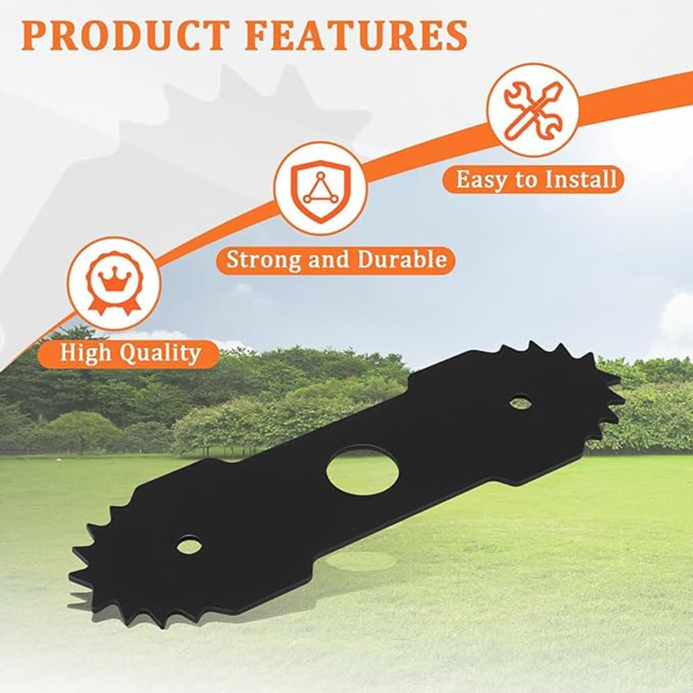 2 Pcs Lawn Mower Edger Blades with Teeth Lawn Trimming Machine Blade Compatible with Ryobi Edger RY13050 RY13050A RY15518 RY40030 8-3/4" Length 1" Center Hole (Black)
