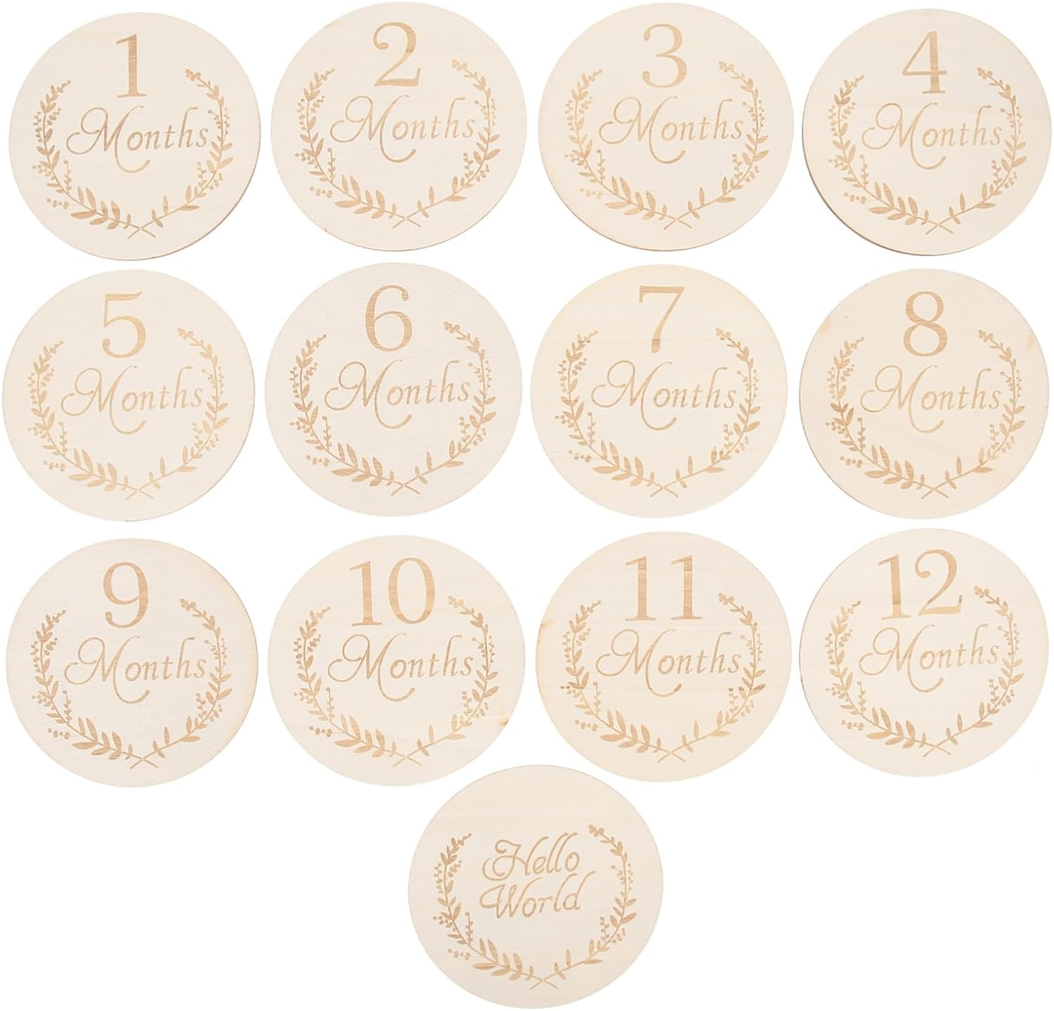 DOITOOL 13Pcs Wooden Slices Baby Milestone Cards Monthly Commemorative Photo Props for Newborn Growth Tracking image number 6