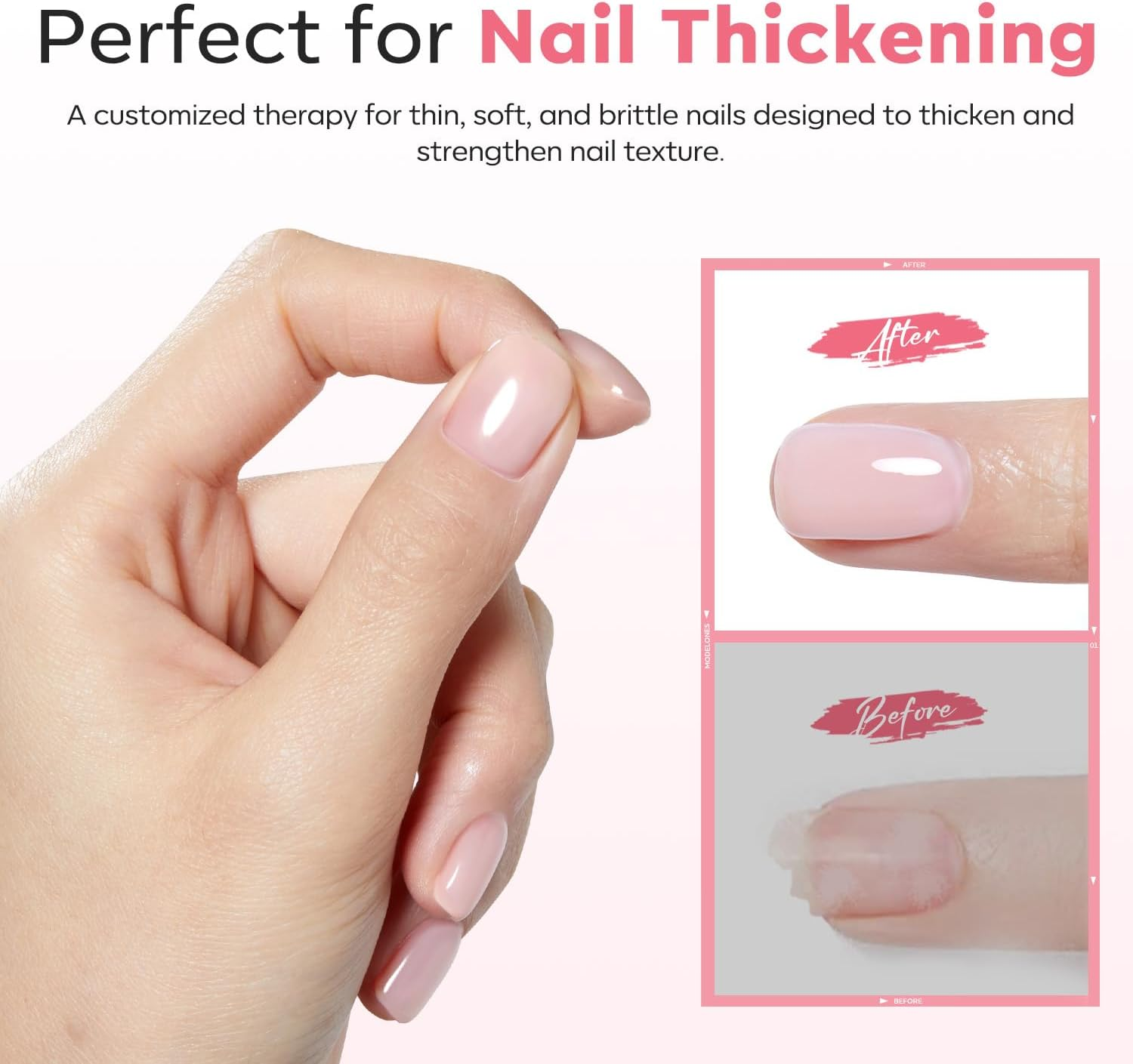 Modelones Builder Gel for Nails, Jelly Pink 6 in One Nude Rubber Base Coat Strengthen Apex Building Extension Long Lasting Protect Soak off U V Color Base Gel Manicure for Fragile Nails Art Home DIY image number 4