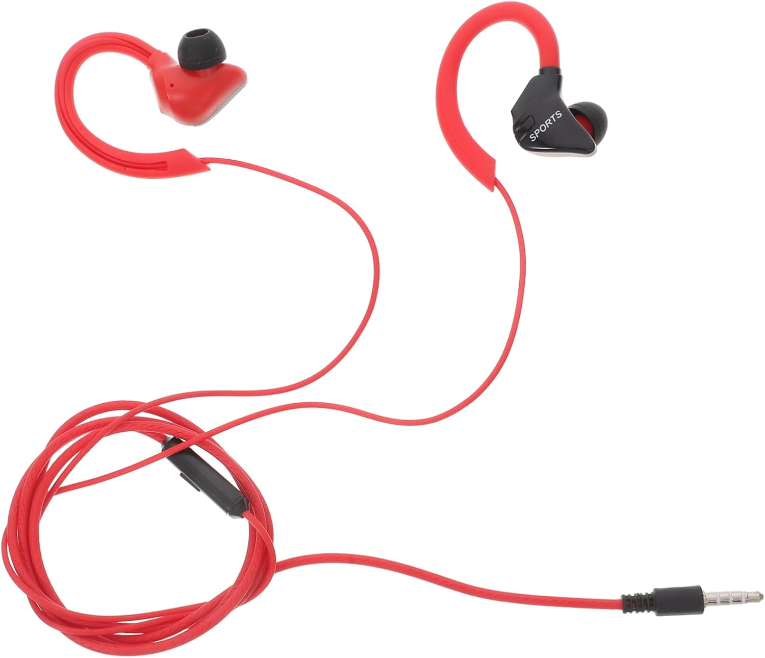 Mikinona Ear Hanging Headset for Sports Wired Earbuds with Sweat Resistant Design Lightweight Comfortable Fit Compatibility for Cellphones and Electronic Devices Red Sports Earpiece image number 2