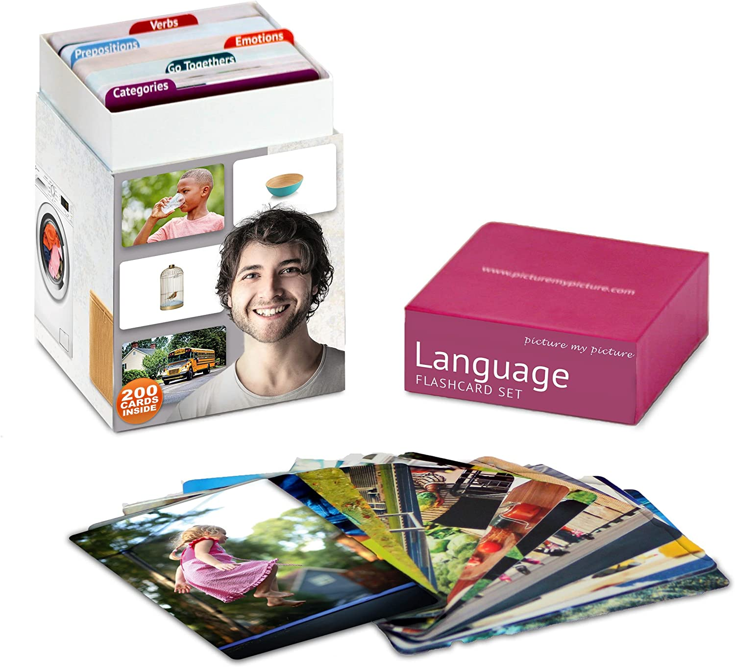 Language Flash Cards Set: Feelings and Emotions, Prepositions, Verbs, Categories & Go Togethers | Vocabulary Builder | Speech Therapy Materials | Autism Learning Materials | ESL Teaching Materials image number 4