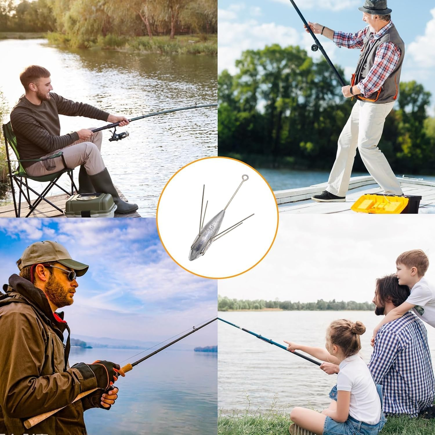 Sputnik Sinker Fishing Weights Lead Fishing Equipment Long Tail Surfing Casting Spider Sinkers for Catfish Saltwater Beach Sand Ocean image number 5