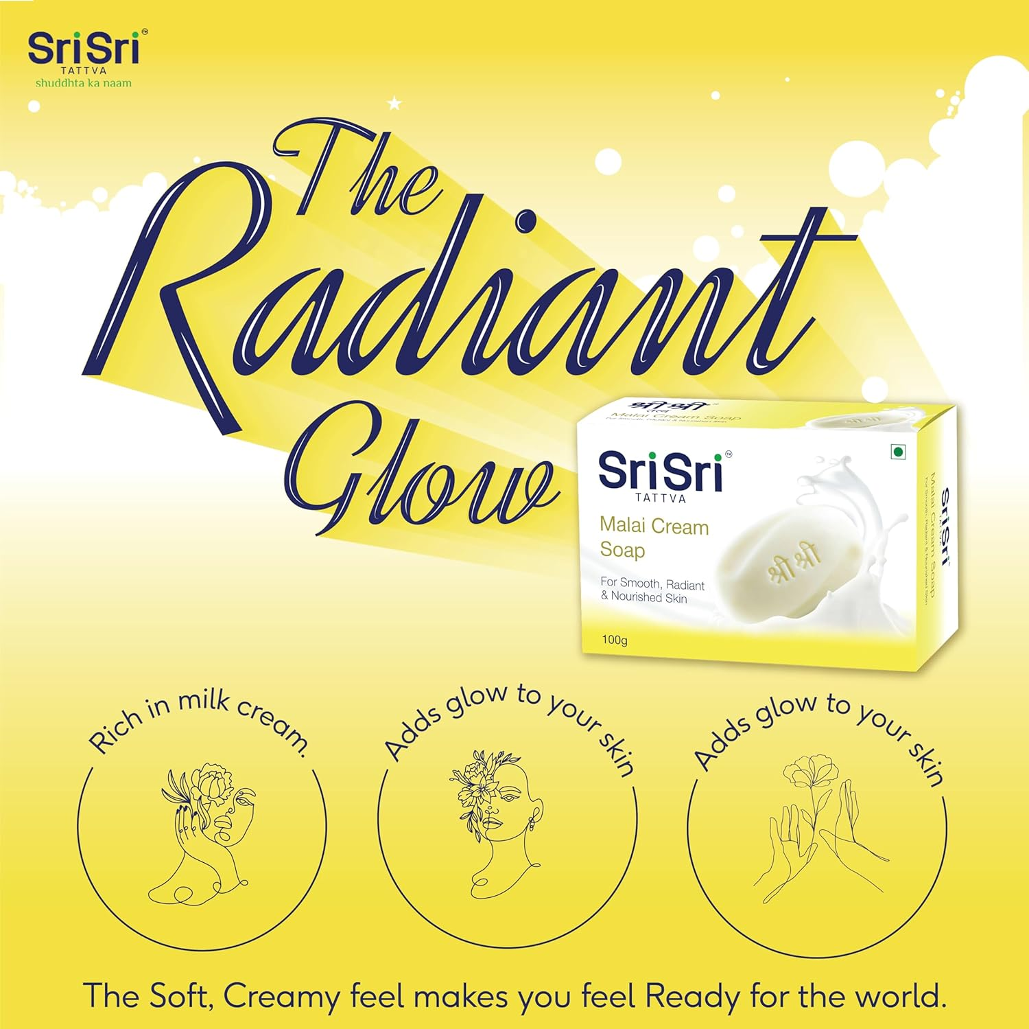 Sri Sri TATTVA Shuddhta Ka Naam Malai Cream Soap,100G image number 1